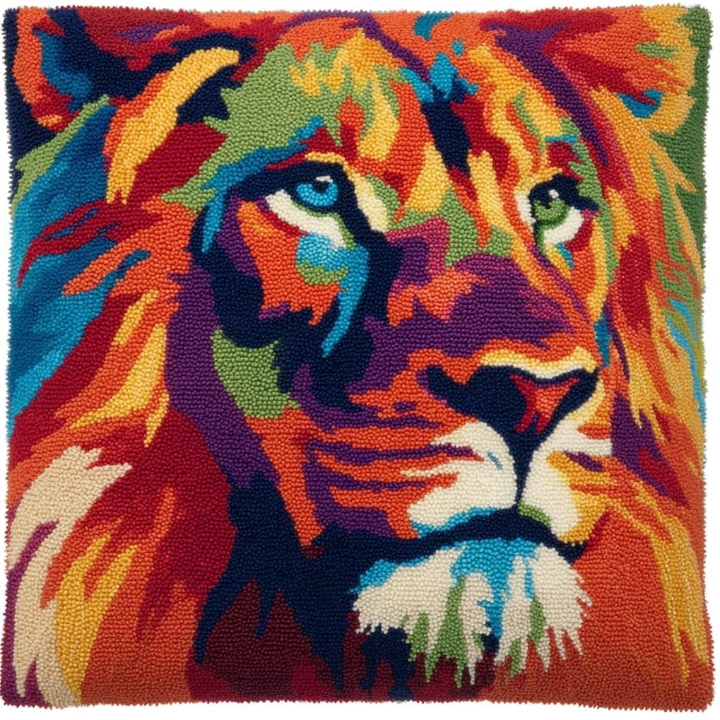 AxiangziK Latch Hook Pillow Kit,Cartoon Lion