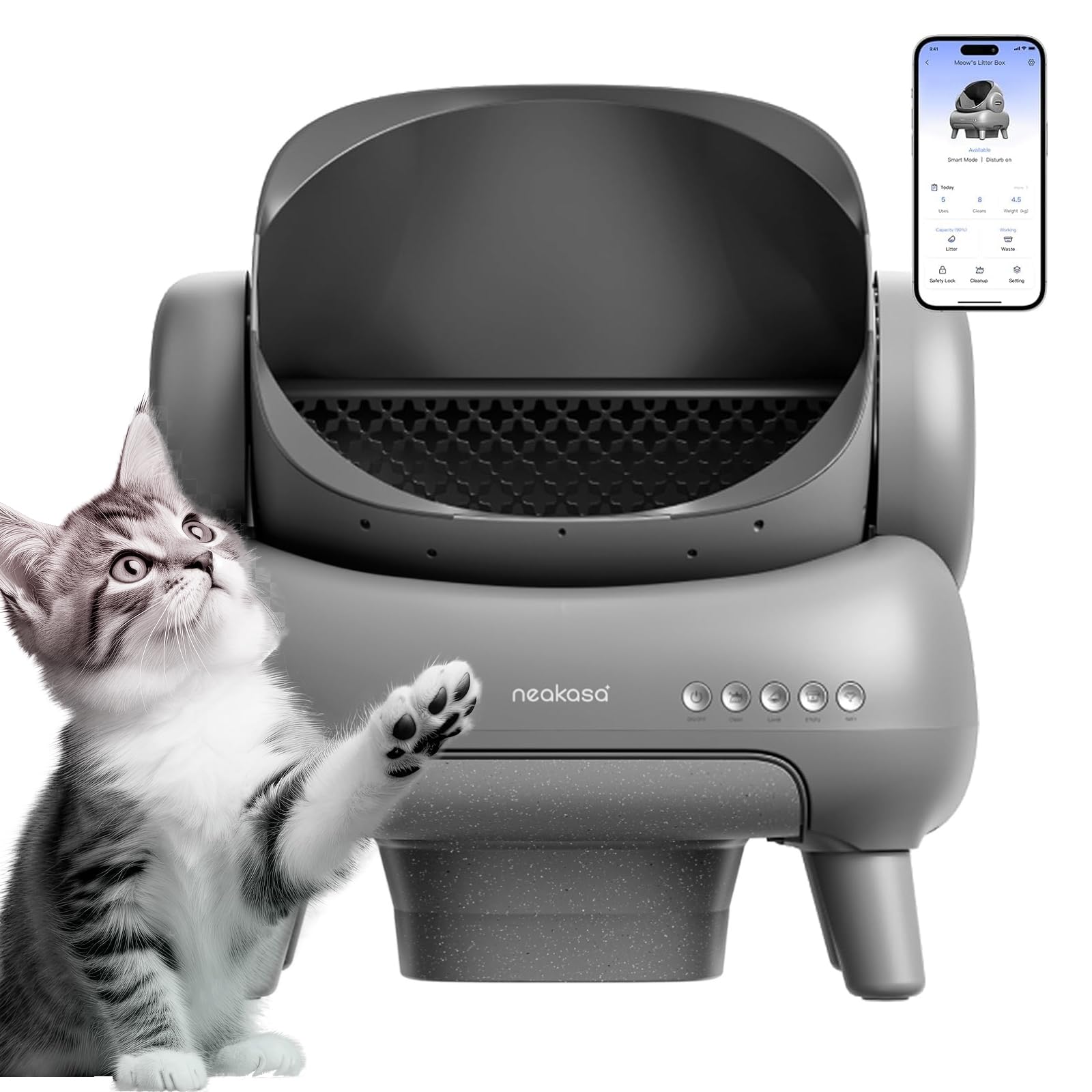 GMRGB 9L Caixa de lixo de gato autolimpante, caixa de lixo de gato