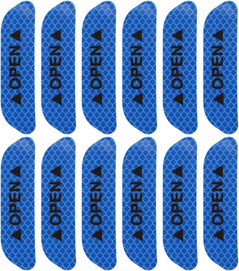 Mrs Fix® (Blue) (12pcs) Car Reflective Stickers Night Visibility Warning Reflective Door Open Sign Tape Universal Adhesive for Auto 9.5 x 2.5cm Compatible with Mahdra Verto Vib