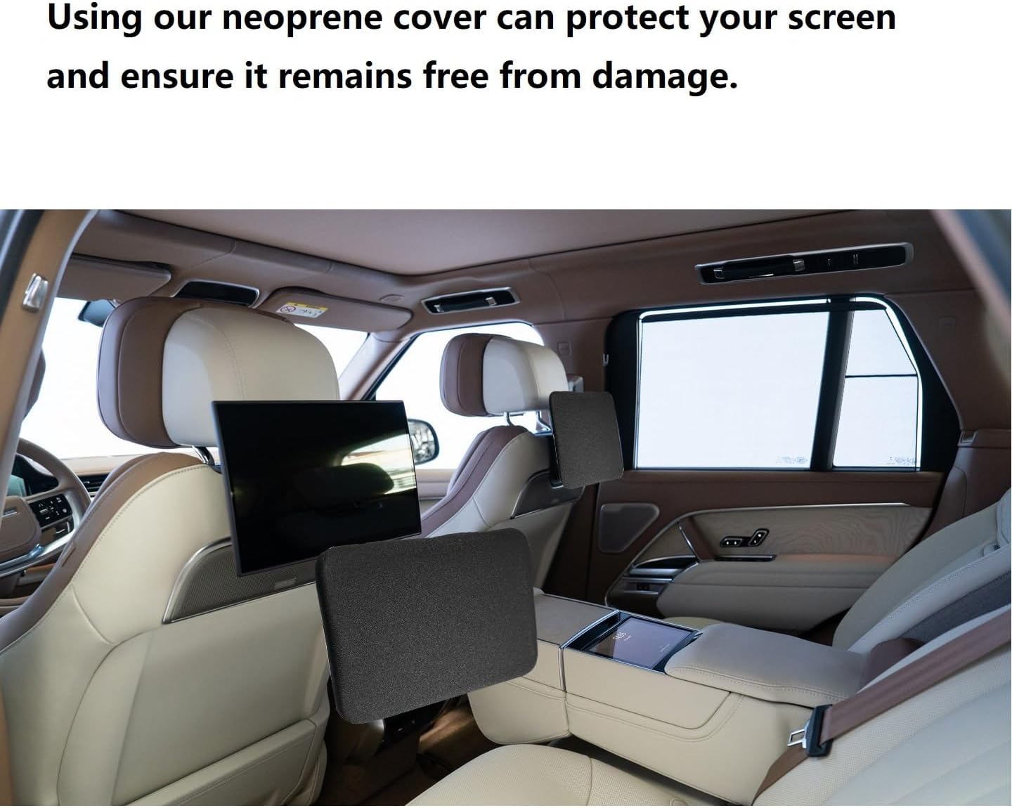 11.4 Inch Neoprene Screen Protector Cover for 2024 2025 Range Rover Rear Seat Entertainment System with Elastic Strap Shockproof Scratch Resistant