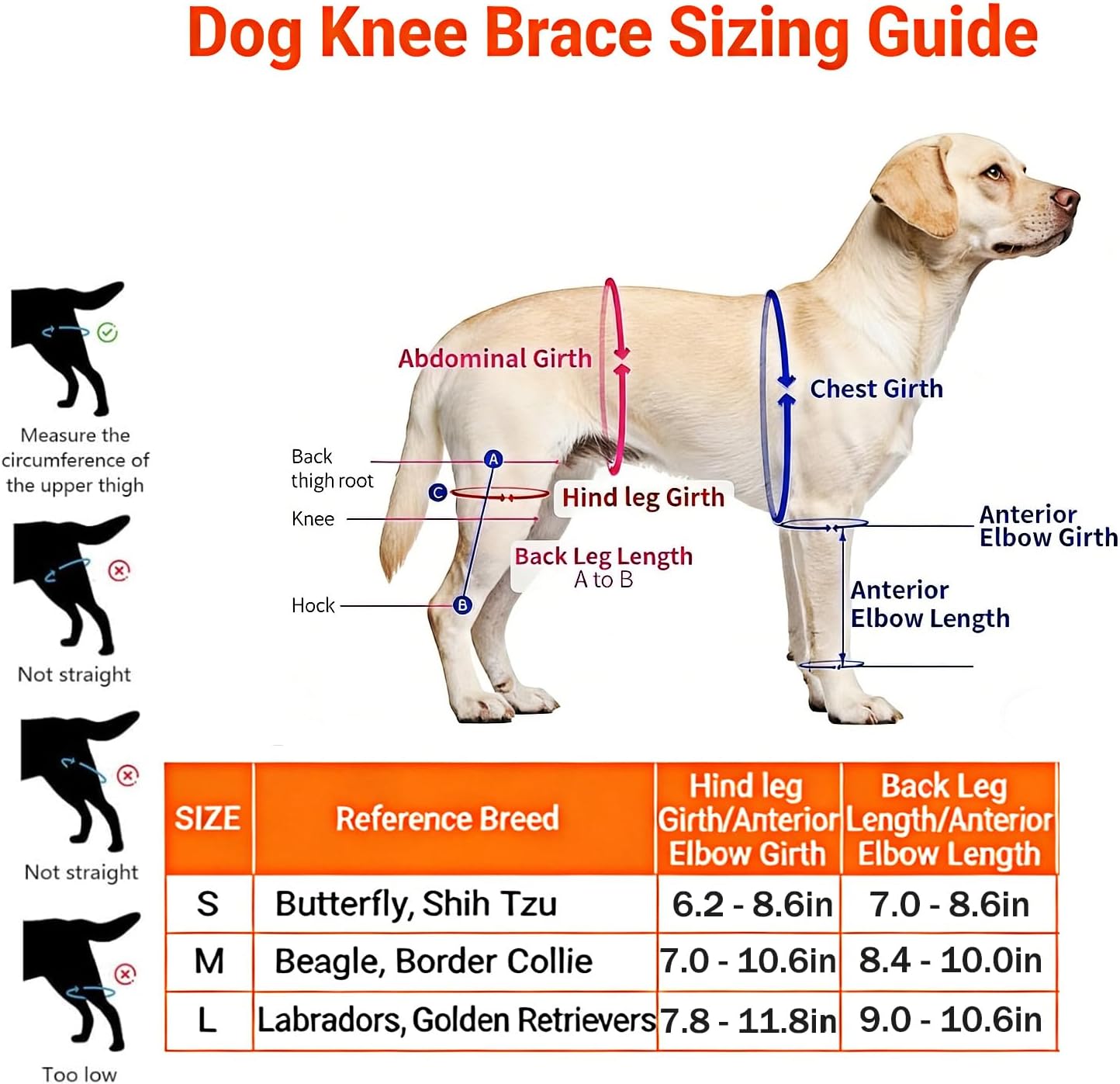 Dog Knee Support for Cruciate Injury – Flexible Stabilizer with Adjustable Straps, Breathable Neoprene, 4-Leg Universal Fit (Front/Hind, Left/Right), Ideal for Post-Op Healing (L)