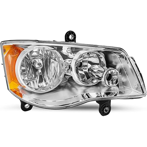 JSBOYAT Halogen Headlight Assembly Replacement for 2008-2016 Chrysler Town & Country /2011-2020 Dodge Grand Caravan Headlamp Right Passenger Side