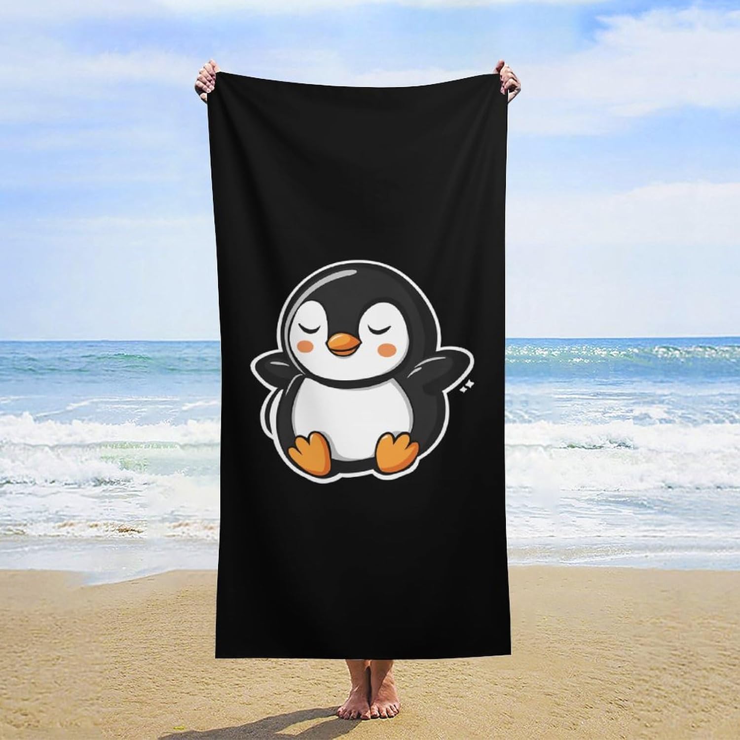 Cartoon Penguin Sleeping Beach Towels Oversized Jumbo Large Yoga Bath Towel for Pool Yoga Swim Body 160x80cm