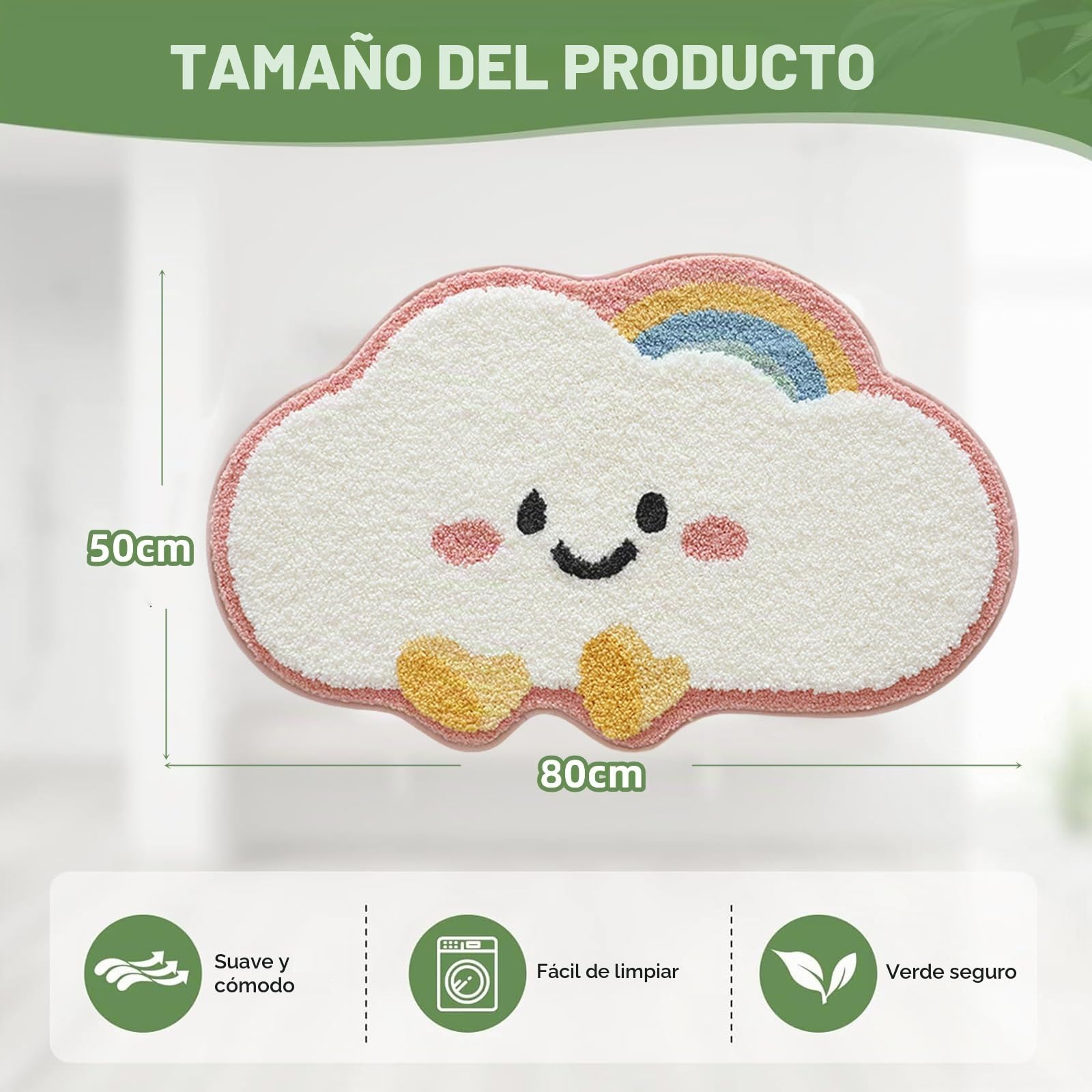 Alfombra de baño Linda, Alfombras de baño Extra Suaves y absorbentes, Lavable a máquina, Nubes Alfombra Antideslizante para bañera, Ducha (Rosa, 50x80cm)