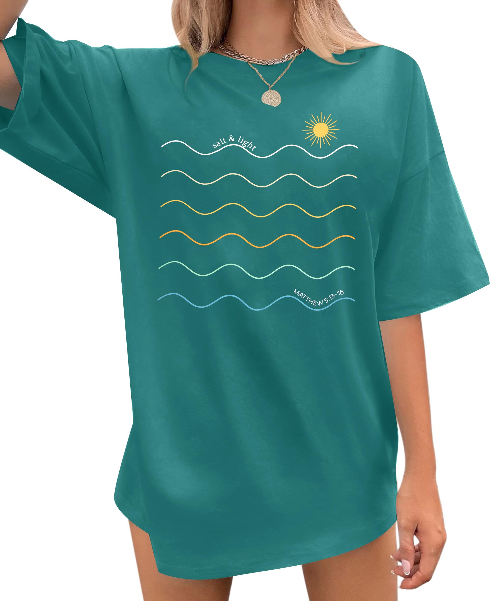 Women's Vintage Sun And Moon Graphic Tee - Wildflower Celestial T-Shirt Short Sleeve Top