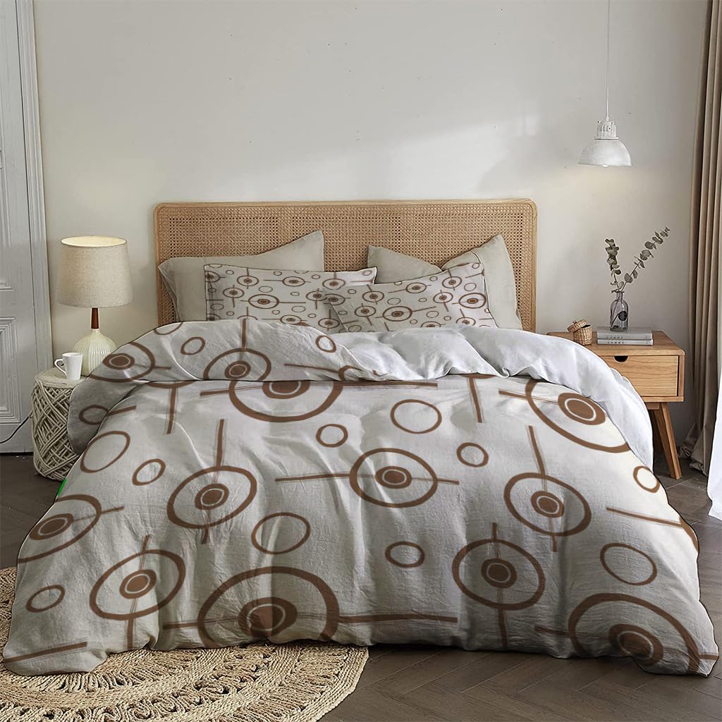 NIBAINLO 布団カバー抽象的な円 肌に優しい ピーチスキン加工 掛け布団カバー 和式 洋式 あったか 布団カバーセット リバーシブル ホームステイ ホテル 家庭兼用