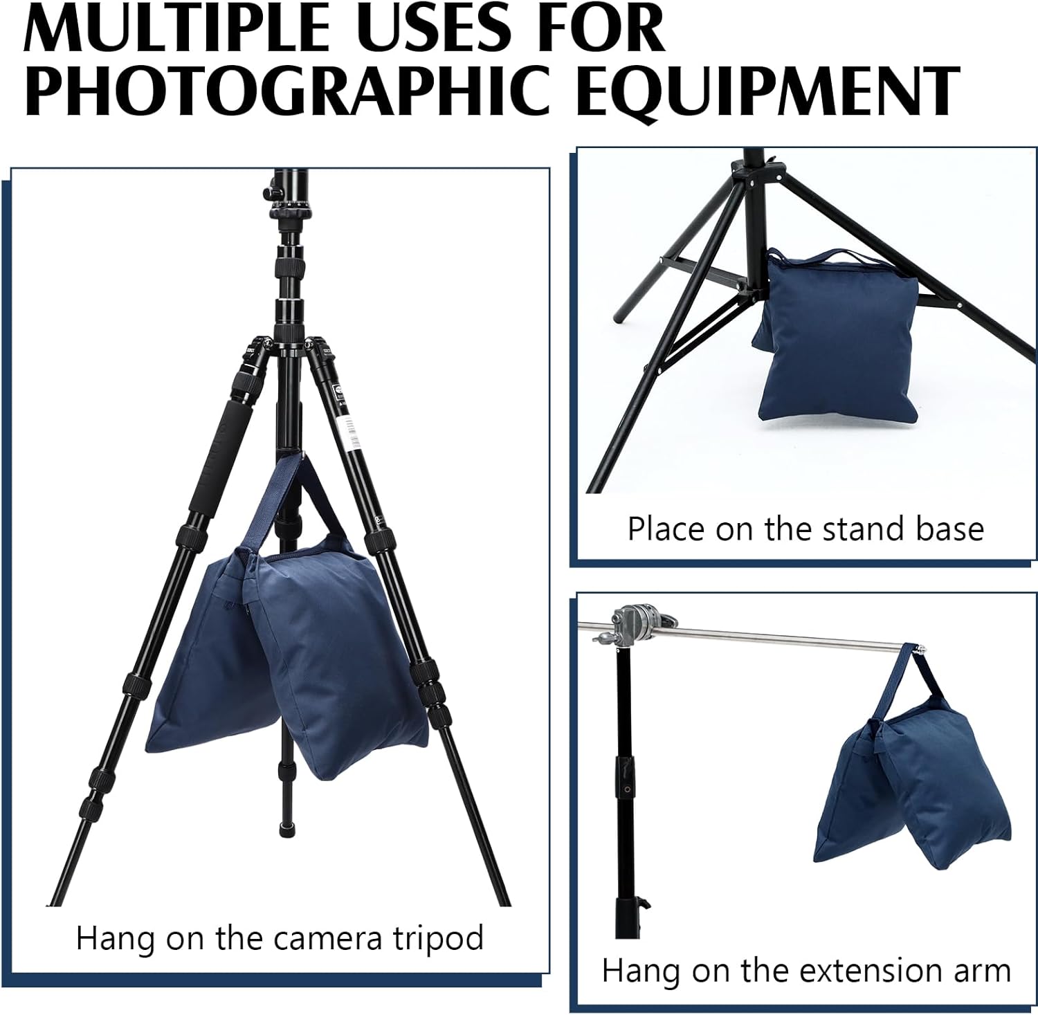 Nuogo Photography Sand Bags with Hook Sturdy Heavy Duty Stage Weight Sandbag for Photography Photo Video Studio Boom Arm, Outdoor Patio Furniture