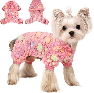 Dog Sweaters for Small Dogs Winter Pet Clothes Puppy Clothes Boy Girl Fleece Small Dog Pajamas Jumpsuits Doggie Outfits for Chihuahua Yorkie Cat Apparel