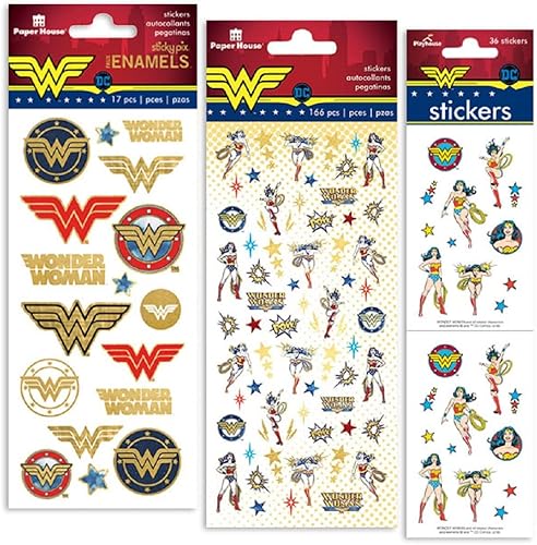Miniatura 5 de Playhouse DC Comics Wonder Woman 3 piezas surtido de calcomanías para manualidades, comercio y coleccionismo
