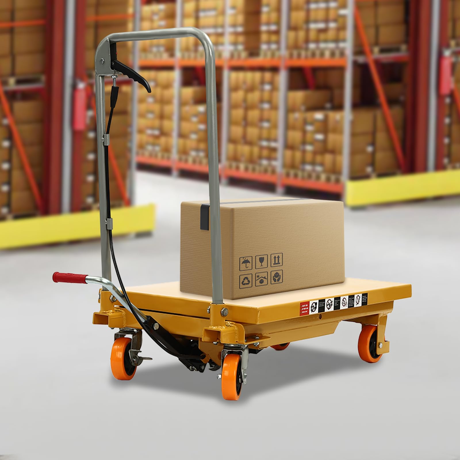 Carrello idraulico a forbice da 226,8 kg per trasporto di materiali, cuscinetti e officina con ruote in PU bloccabili, facilita il sollevamento e lo spostamento di carichi pesanti