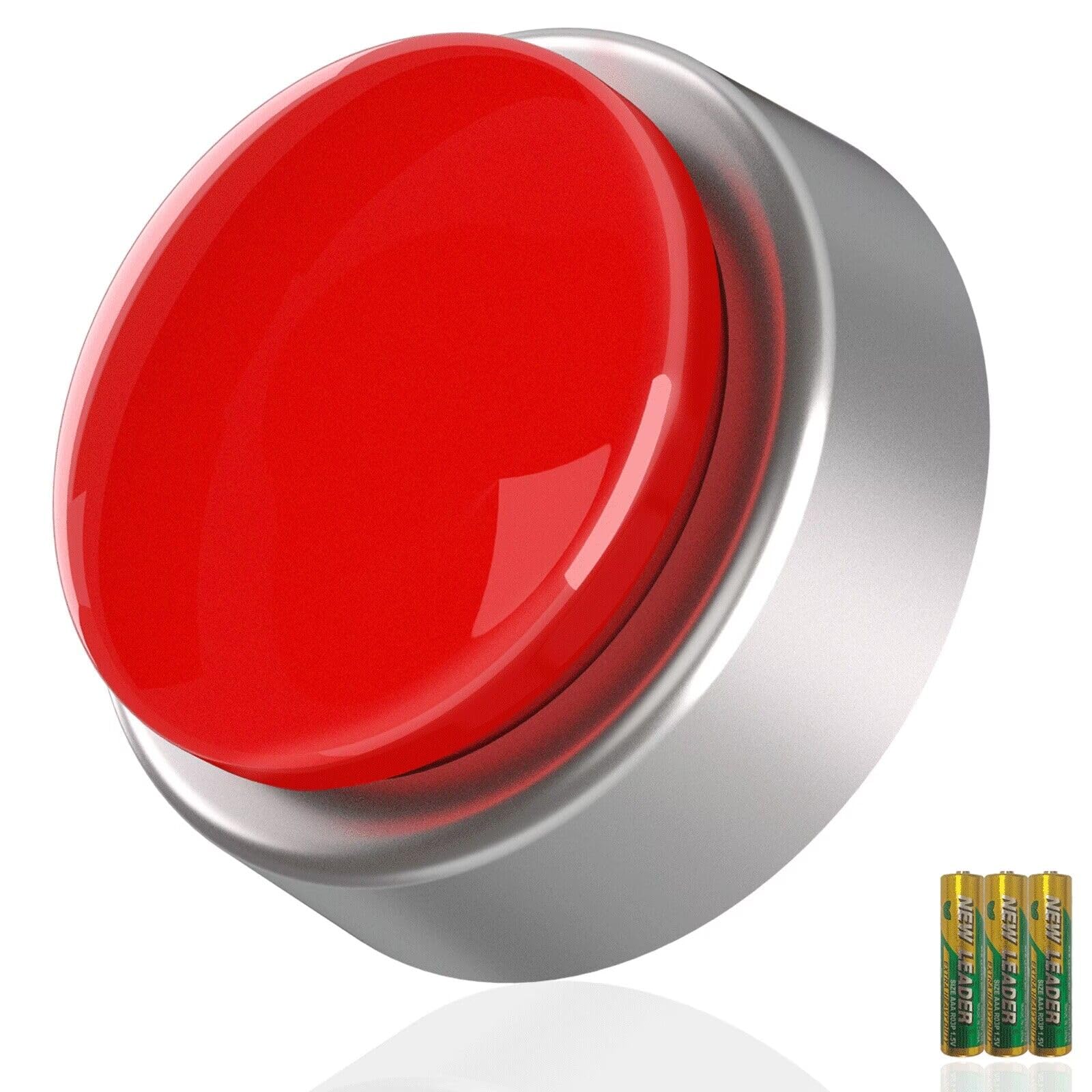 Large Talking Button Clock,Talking Alarm Clock for The Blind, Elderly Person or Visually Impaired -Speaks The Time, Date and Day (Red and Silver)