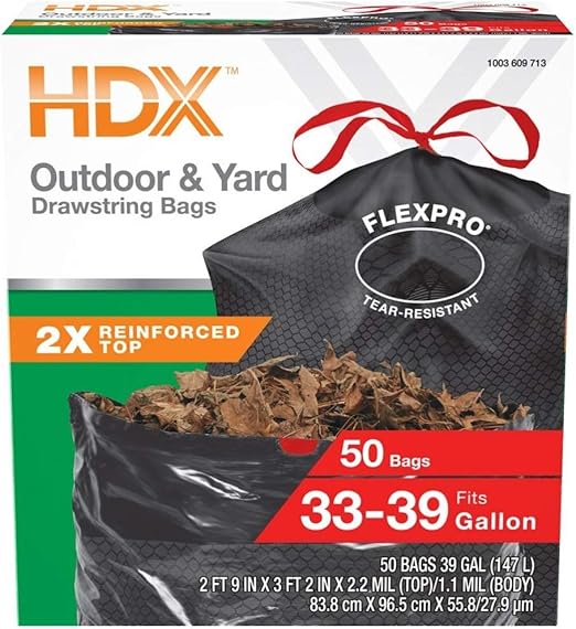 HDX FlexPro 3339 Gal Black Drawstring Outdoor and Yard