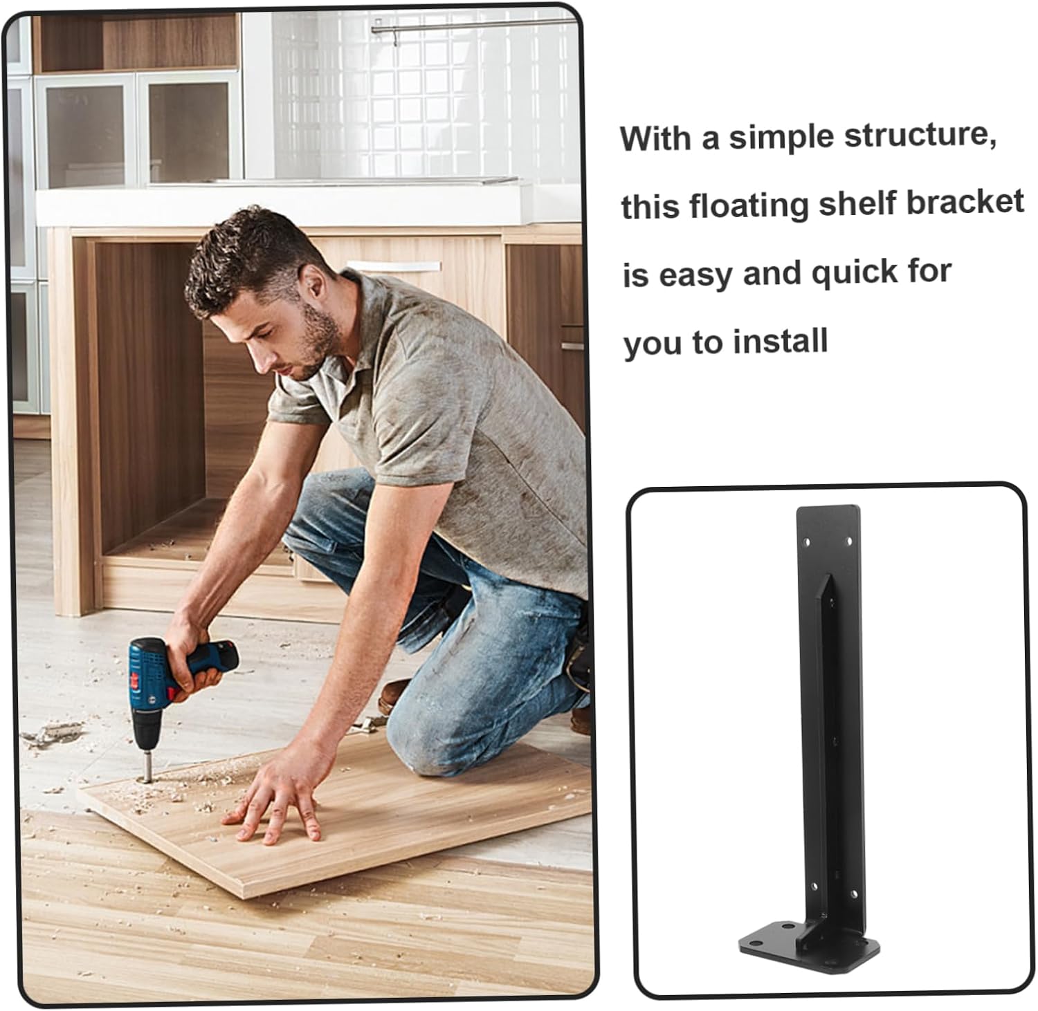 Ciieeo Heavy Duty Floating Shelf Bracket Wall Mounted Steel Support Adjustable Invisible Shelf for Home Storage for Living Room and Office Use