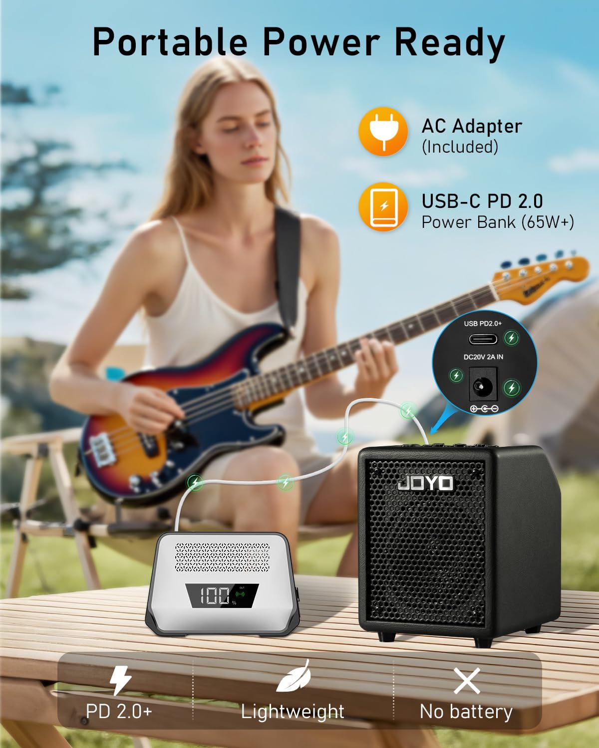 JOYO Altoparlante portatile da 30 W, con Bluetooth 5.1 + registrazione diretta OTG, EQ a 3 bande + compressore, esercizio di cuffie per bassisti, live streaming & solo (Vibe Cube BA-30, nero)