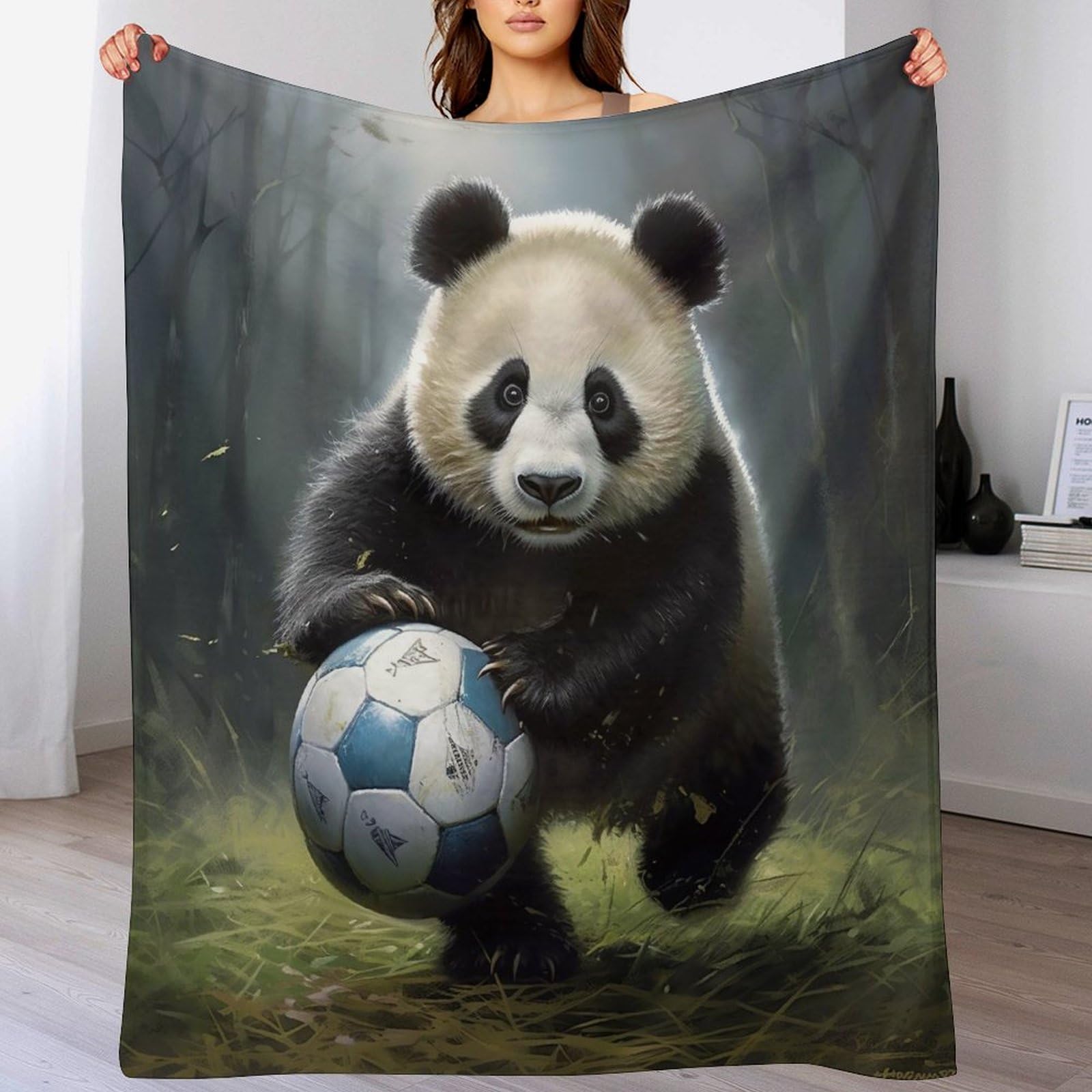 Plaid Couverture De Animal Panda en Flannel Polaire 1 Pièce Moelleux Douce Chaude Facile À Manipuler pour Lit Canapé Chambre Balcon Voyages Bébé Feuteille（180×200cm）