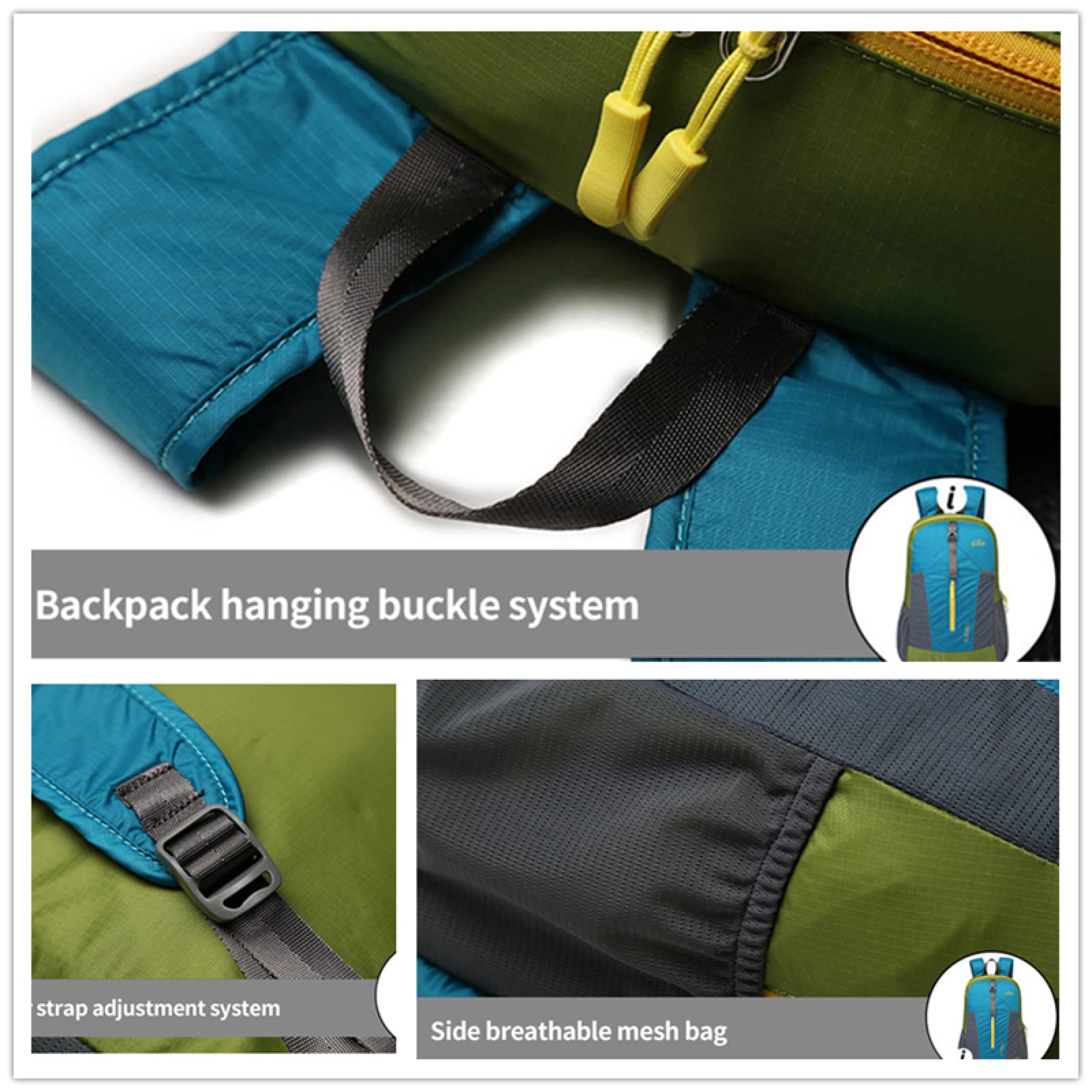 Zaino pieghevole da esterno Uomo Donna Borsa sportiva impermeabile portatile di grande capacità Zaino da trekking da viaggio resistente all'usura