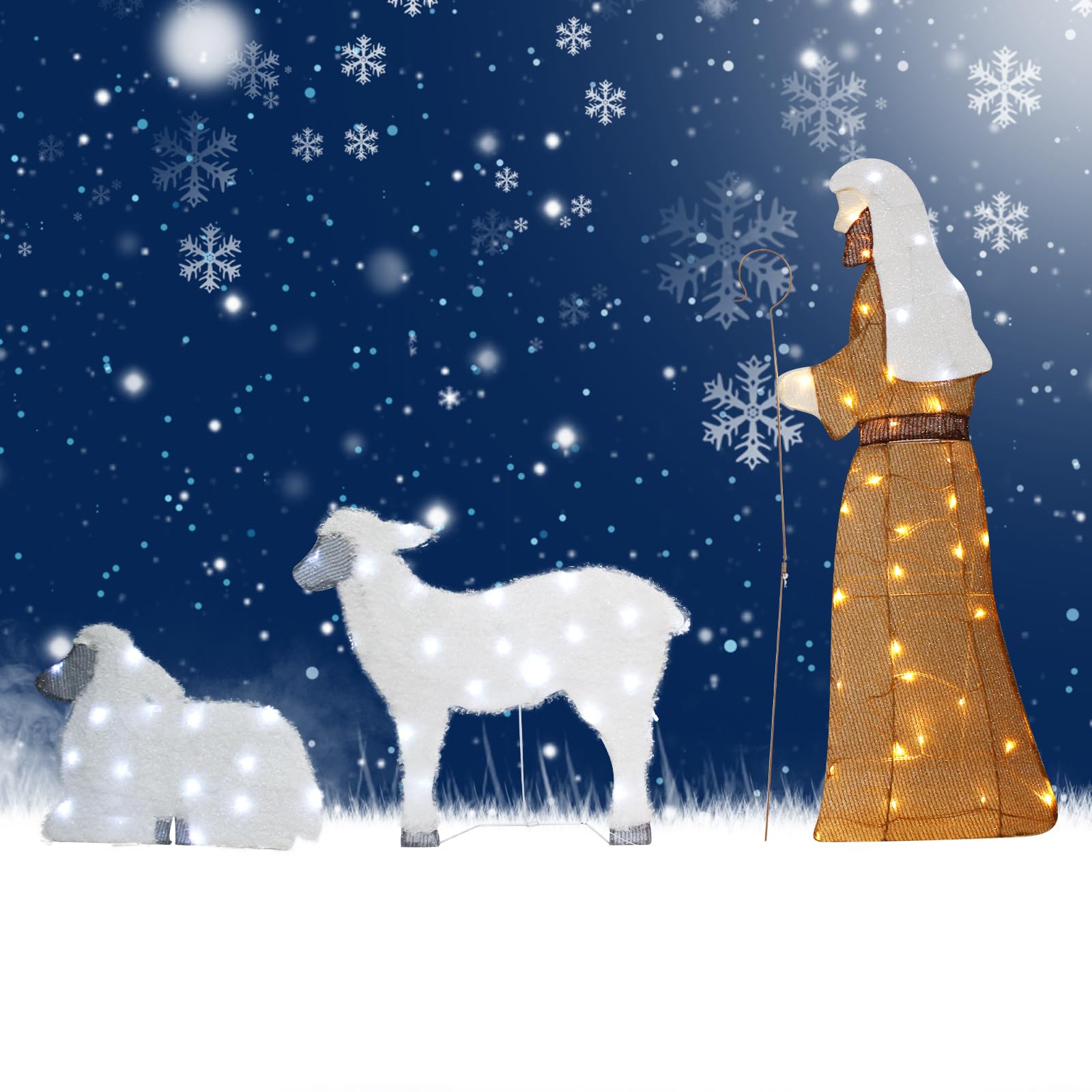 Photo 1 of ** SIMILAR IMAGE**DROFELY Christmas Lighted-up Decoration for Outdoor Yard Lawn, Día de Los Tres Reys Magos ?Melchor,Gaspar,Baltasar? Decoration,Holiday Display Christmas Tree Decor