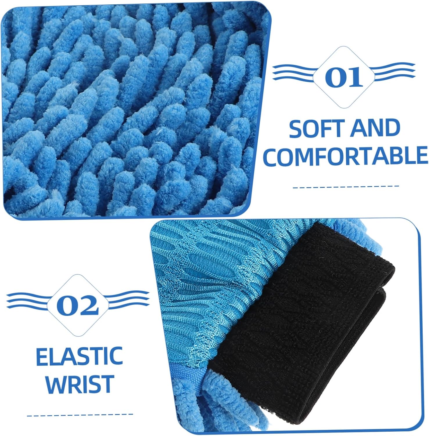 Unomor Auto Wash Glove Long Fleece Car Cleaning Mitt Soft Sponge Mitt for Vehicle