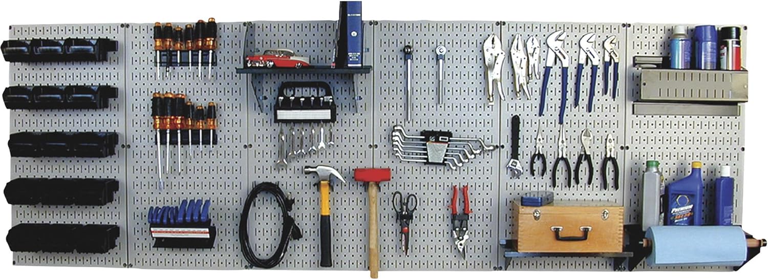 Wall Control Industrial Metal Pegboard - Gray, Three 16in. x 32in. Panels, Model Number 35-P-3248GY