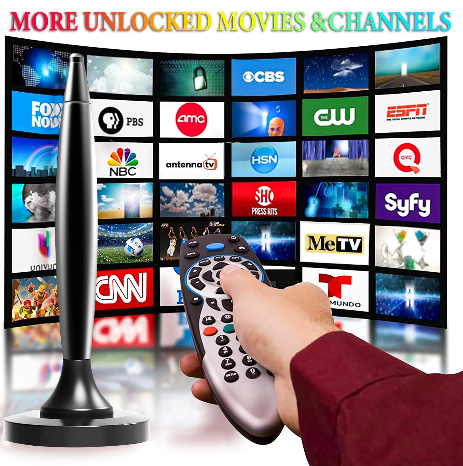 Antena de TV para Smart TV, recepción de largo alcance con fuerte base magnética 4K 1080P Antenas digitales HD para interiores para una fácil instalación, antena HDTV para televisores canales locales