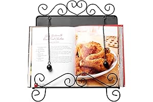 MyGift Black Metal Book Weight Page Holder for Cookbook, Weighted Book Holder...