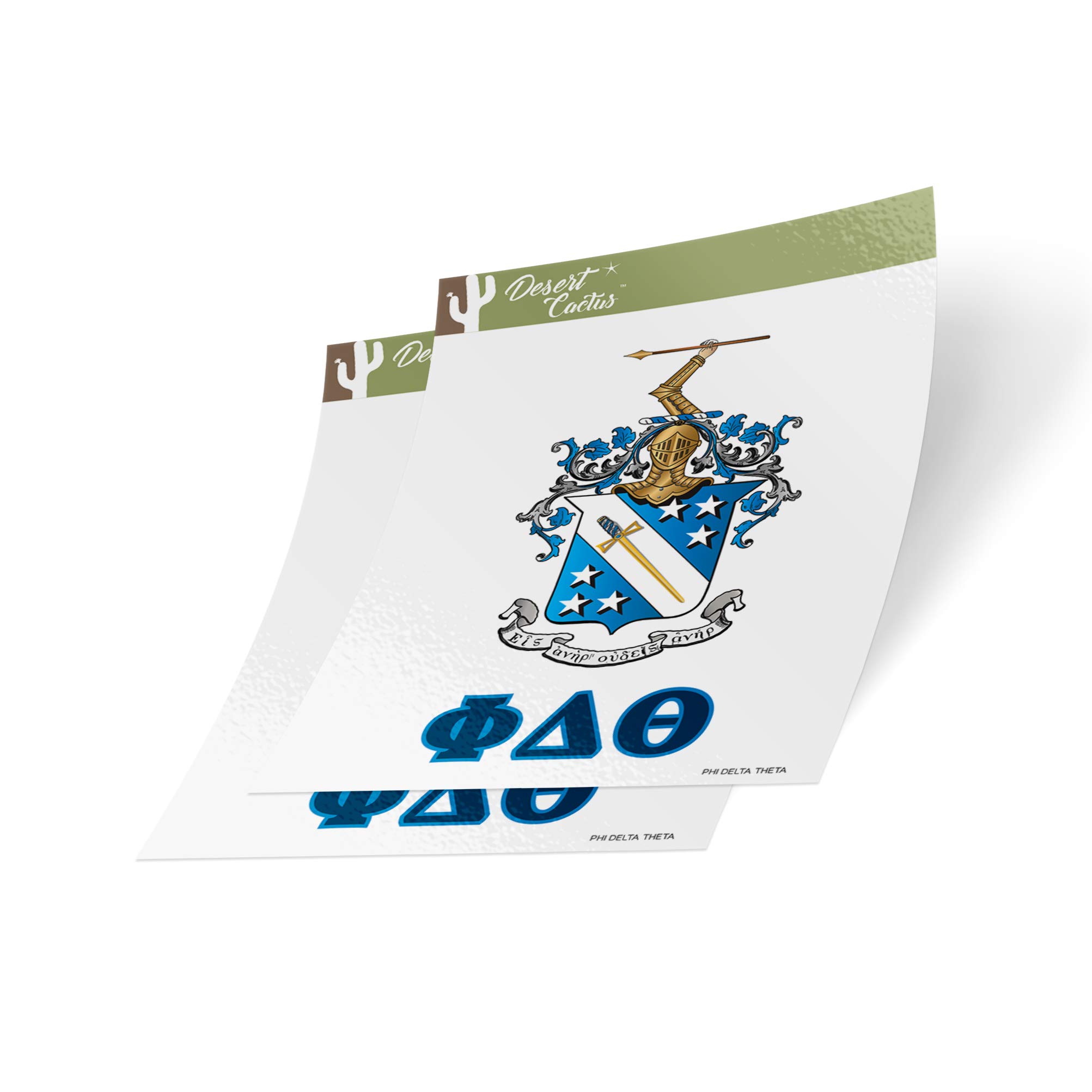 Phi Delta Theta Crest & Letter 2-Pack Sticker Decal Greek for Window Laptop Computer Car Phi Delt (Crest Sticker)