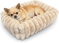 Vista 10 de Cute Small Dog Beds for Small Dogs Girl and Cats Washable,Rectangle Cat Bed with Sides Orthopedic Soft Cozy Calming Sleeping Puppy Beds Pink Pet