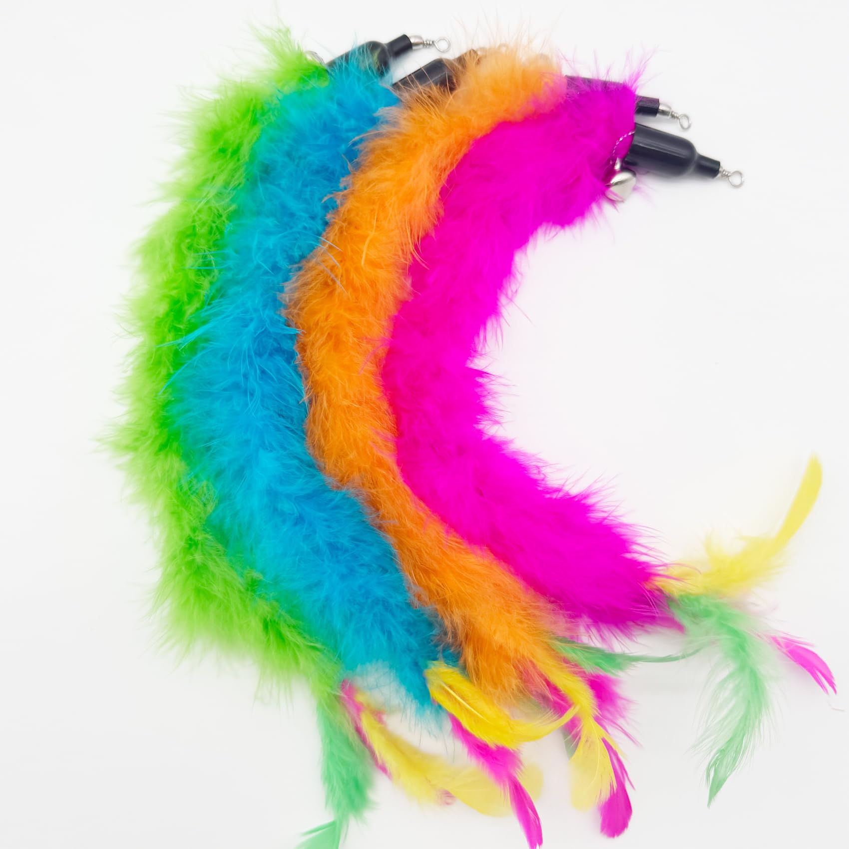 Varita de gato de repuesto de gusano de plumas, 10 piezas de accesorios de varita de gato, serpientes surtidas, gusanos, plumas, juguete de repuesto para gatos de interior (B)