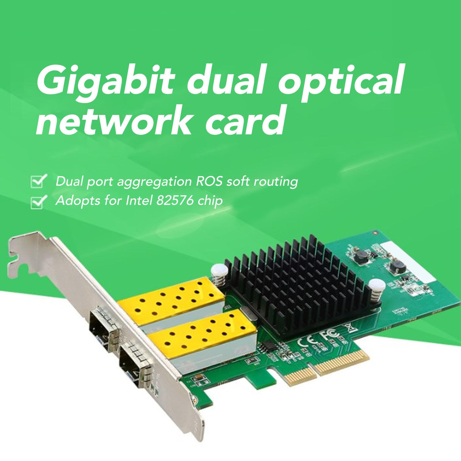 Scheda di Rete Gigabit PCIe X4, Adattatore di Rete PCIe a Doppia Porta con Chip 82576, Adattatore di Rete Gigabit Ethernet, Efficiente Dissipazione del Calore