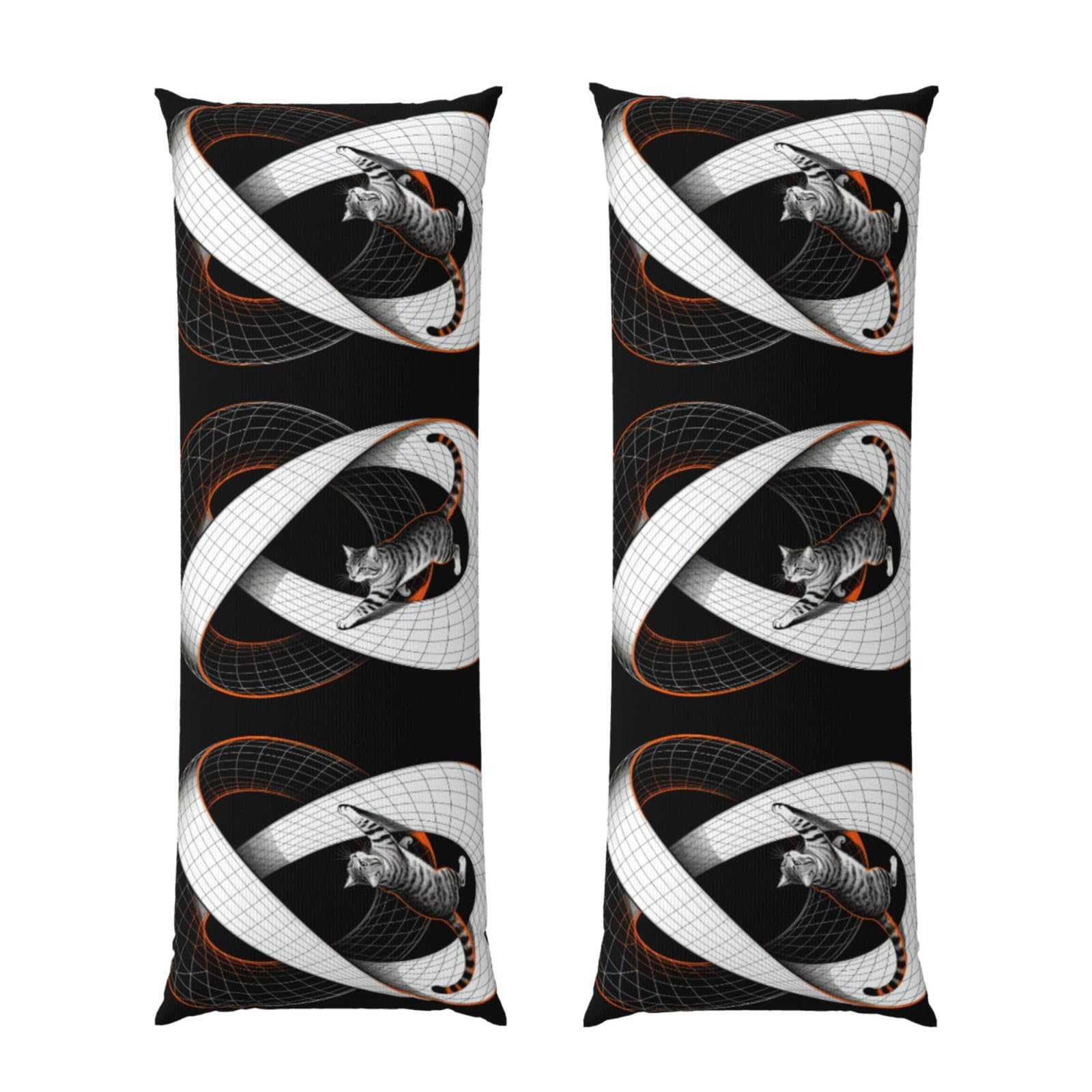 Infinite Loop Cat Body Pillowcase 20x60-Ultra Soft Plush Long Pillow Cover with Hidden Zip for Sleeping