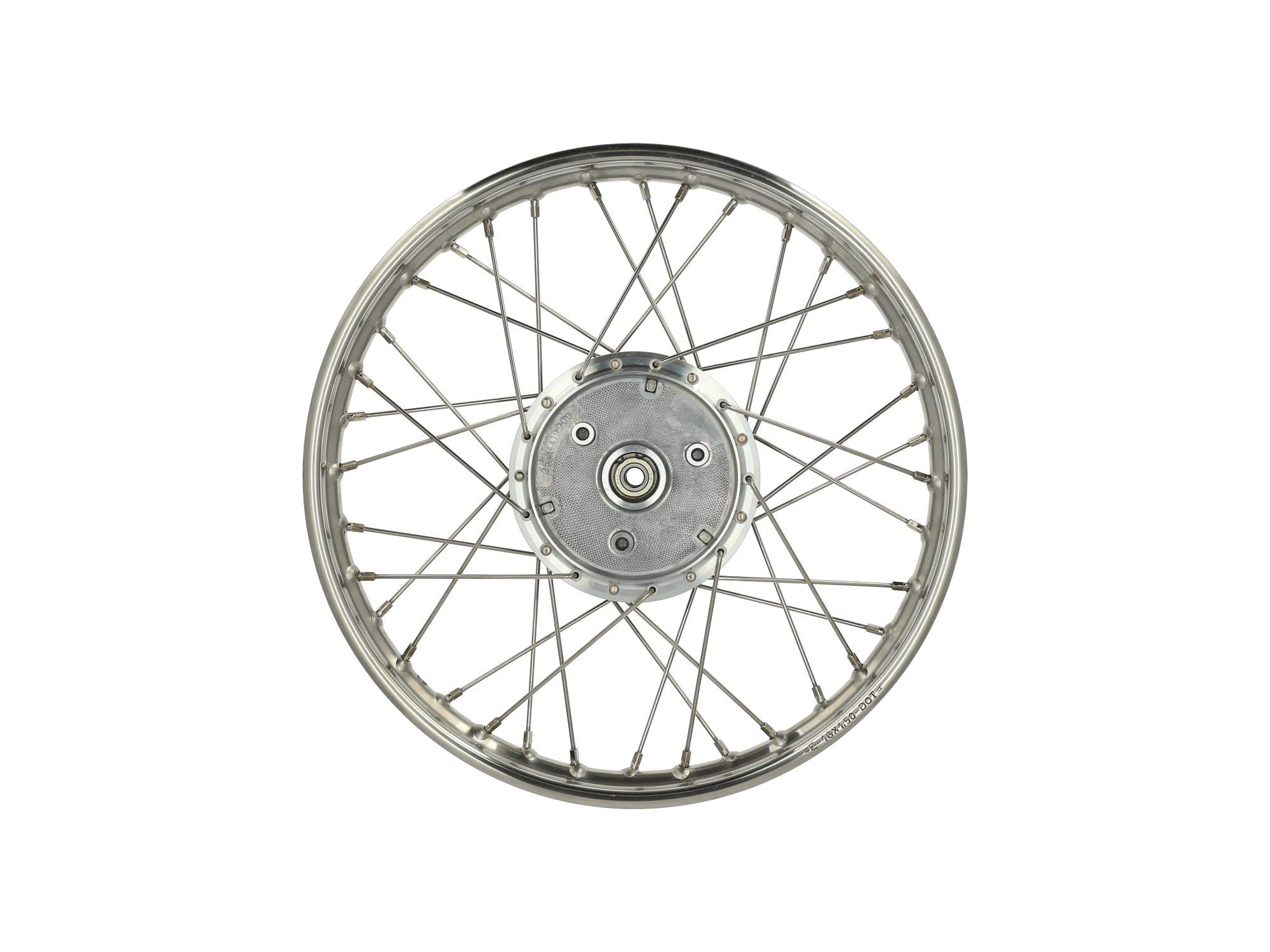Speichenrad 1,5 x 16" Edelstahlfelge + Edelstahlspeichen - für Simson S50,