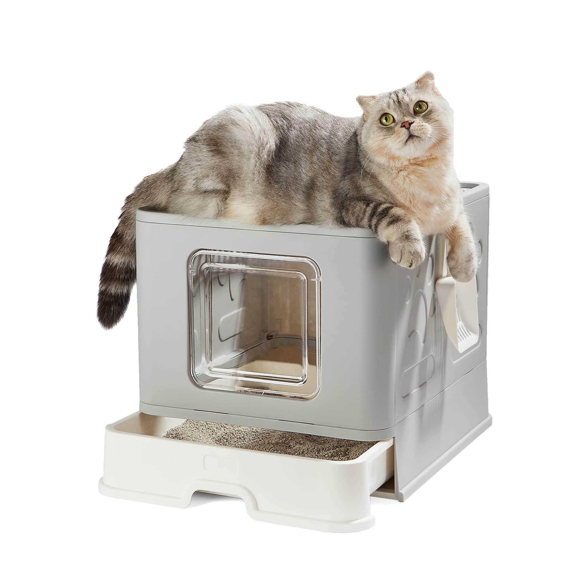 Buy Suhaco Top Entry Cat Litter Box Large Foldable Front Enter Top Exit