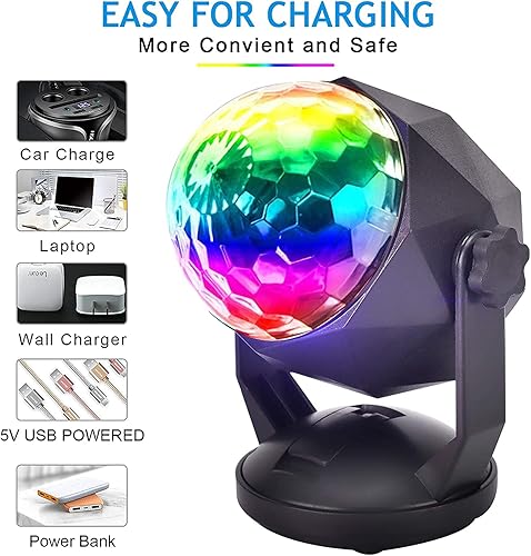 Miniatura 7 de Luces de discoteca con control remoto luces de discoteca activadas por sonido 7 modos alimentado por USB lámpara estroboscópica RGB para el hogar