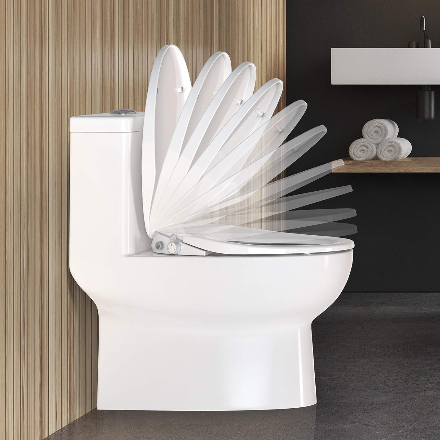 Blасk Frіdау 🔥 Saniwise Bidet Toilet Seat for Elongated Toilets, Non-Electric Bidet with Self Cleaning Dual Nozzles for Rear & Feminine Spray, Metal T-adapter and Water Hose Included, Bidet Easy 15 Minute Install