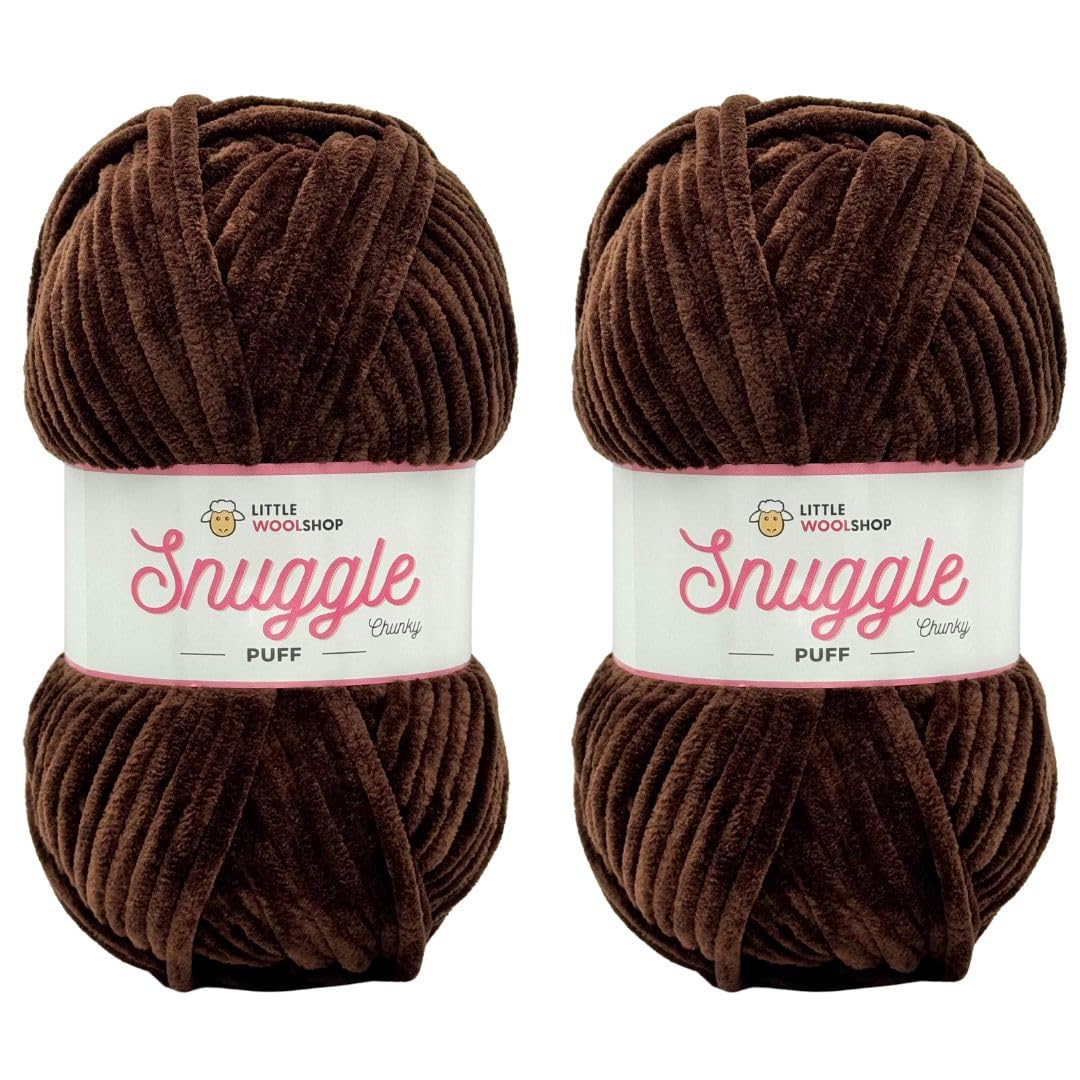 LittleWoolShop Snuggle Puff Chunky Chenille Yarn 100g - 100% Supersoft Polyester (Espresso Martini 892, Pack of 2) — image 1