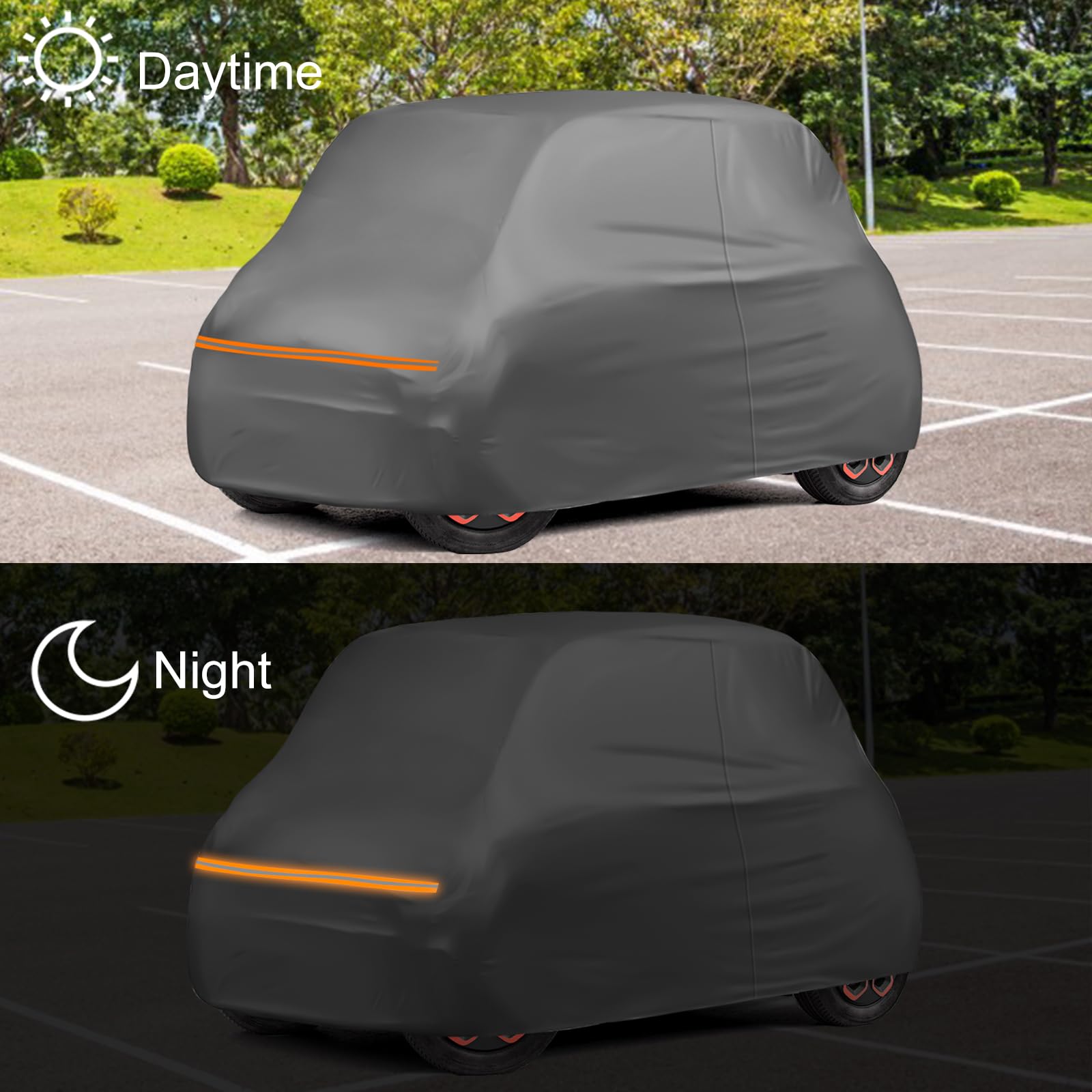 Vollgarage Autoabdeckung Ersatz für Citroen Ami/Opel Rocks-e/Electric/FIAT Topolino 2020-2024, Auto Abdeckplane Autogarage Autoplane, Atmungsaktive Wasserdicht Reflexionsstreifen, Grau