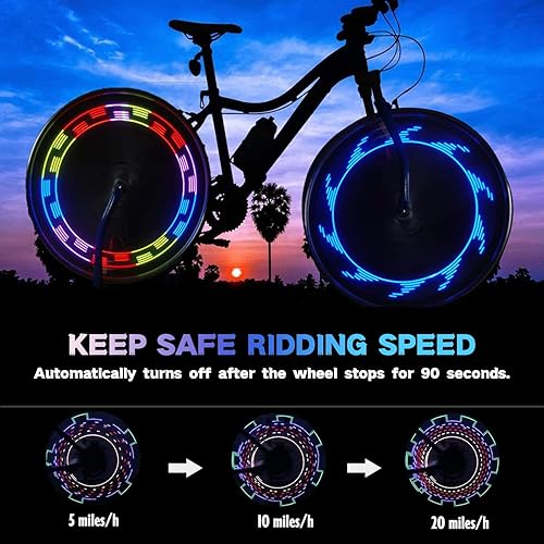 Miniatura 7 de Luces de rueda de bicicleta, luces de rueda de bicicleta para conducción nocturna, luz de radios de bicicleta, accesorios de bicicleta, 32 LED, 32