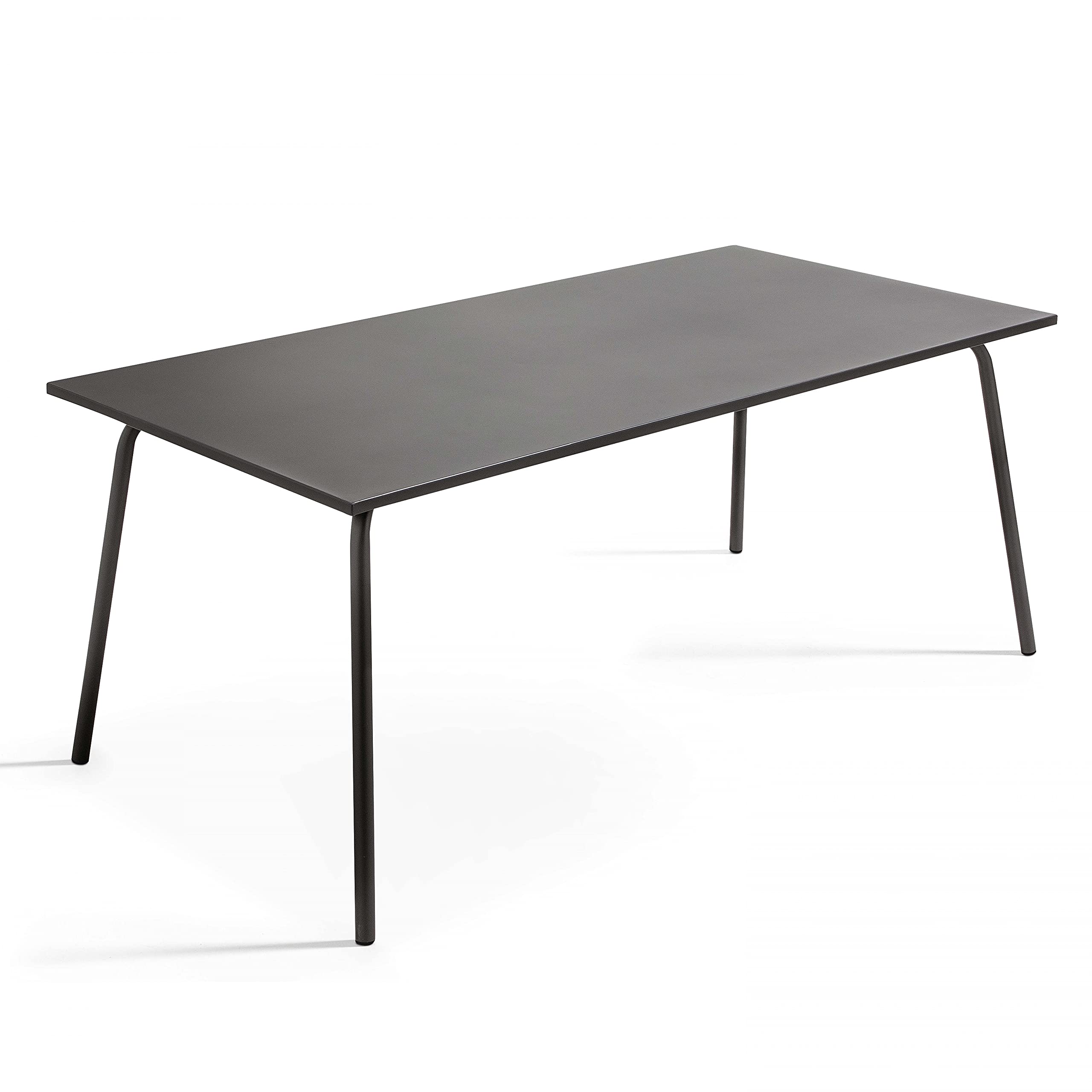 Oviala Set Tavolo Da Giardino Quadrato + 2 Poltrone In Acciaio – Grigio – Sedute Impilabili – Resistente Alle Intemperie – Palavas