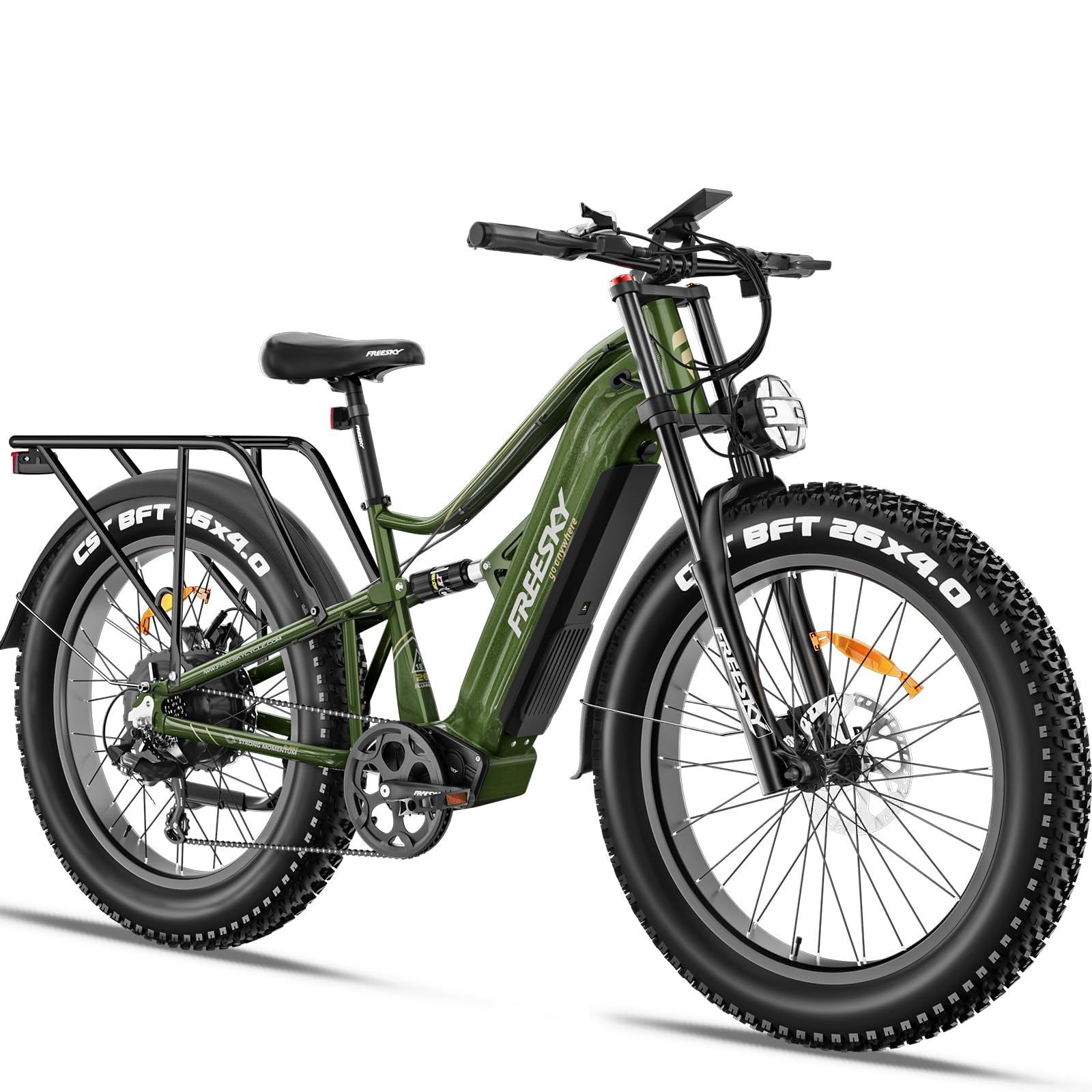 FREESKY 2000W Electric Bike with BAFANG Motor & 48V 30Ah Samsung Cells Battery, 35MPH Max Speed, 120 Miles Range, Full Suspension Mountain Ebike for Adult, 26" Fat Tires, Smart Keys, Hydraulic Brakes
