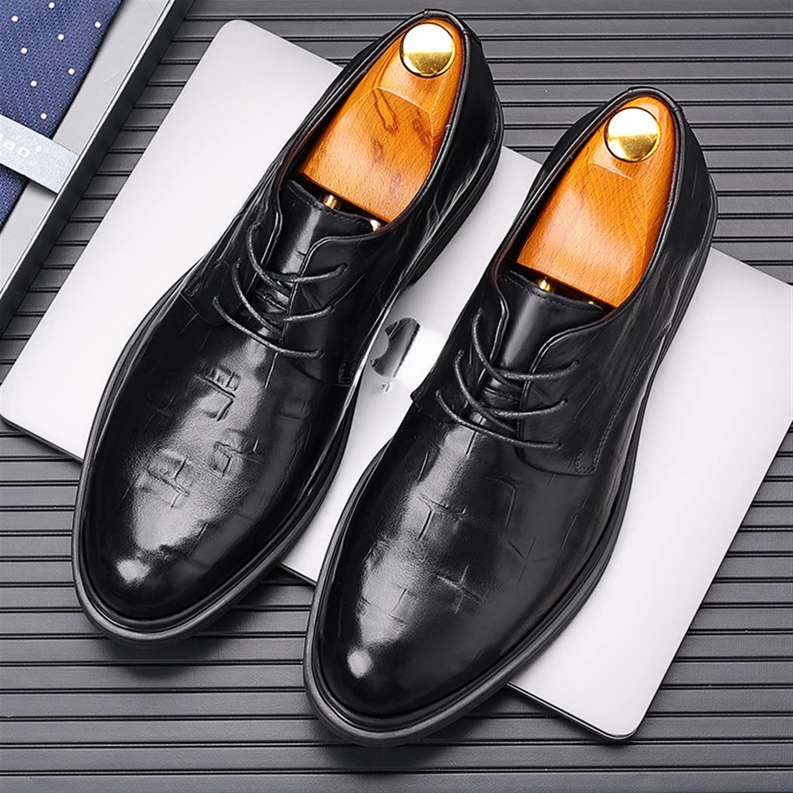 CARZE Męskie skórzane buty Biznesowe formalne brytyjskie buty męskie Hurtownia przypadkowych butów skórzanych na wszystkie mecze z miękką podeszwą buty męskie(Black,41)