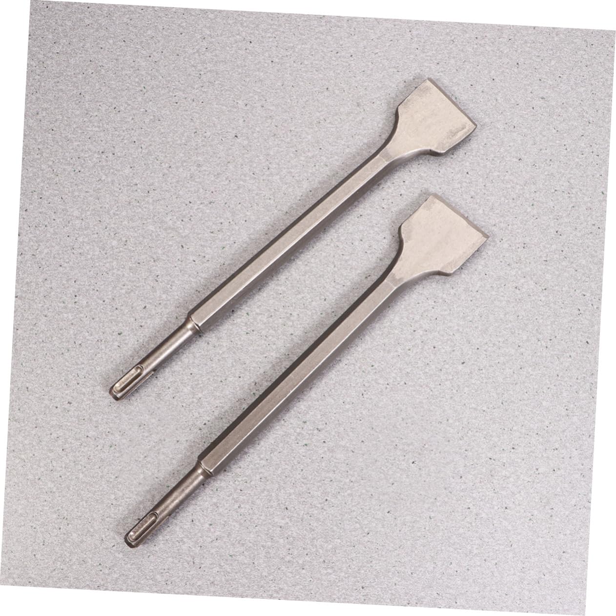 Lot De 2 Burins Plats Élargis Hexagonaux Pour Marteau-perforateur Électrique, Ciseau Plat 14 x 250 x 40 Mm, Acier Traité Peinture, Usage Murs Ciment Brique Pierre