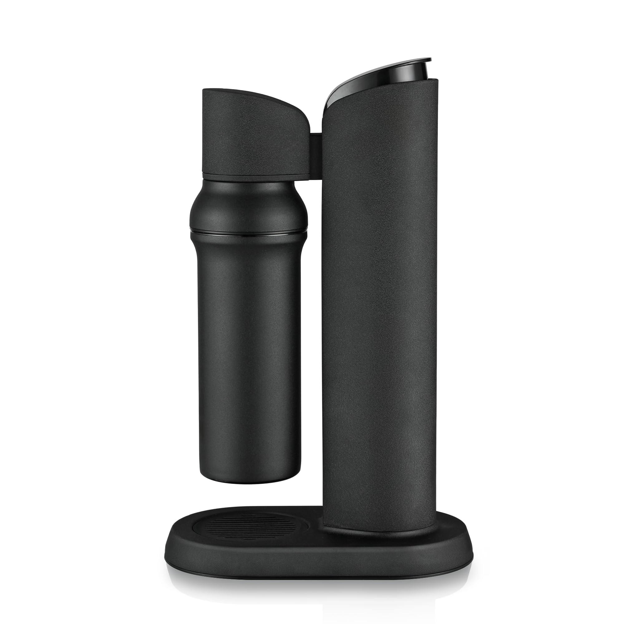 bubliq glass carbonator, Wassersprudler aus Edelstahl mit 1 l Glasflasche, minimalistisches Design, Mattschwarz Finish