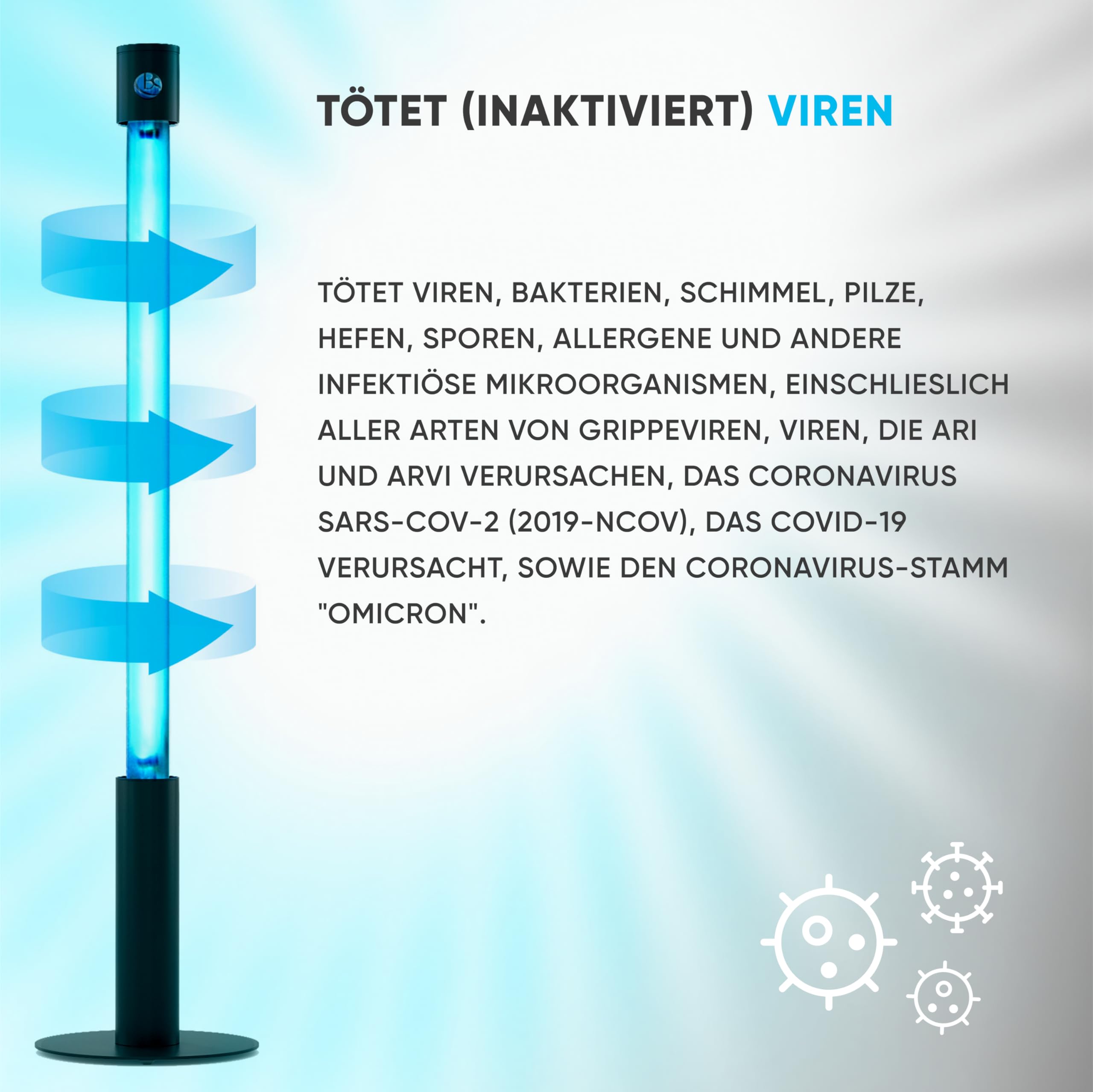Lampada UV Germicida 360° 25 ECO + RC-TIMER 25W Senza Ozono con Telecomando e Timer - Sterilizzatore UV a Luce Ultravioletta 254nm, Lampada al Quarzo 16.000h, Antivirus per Casa, Ufficio