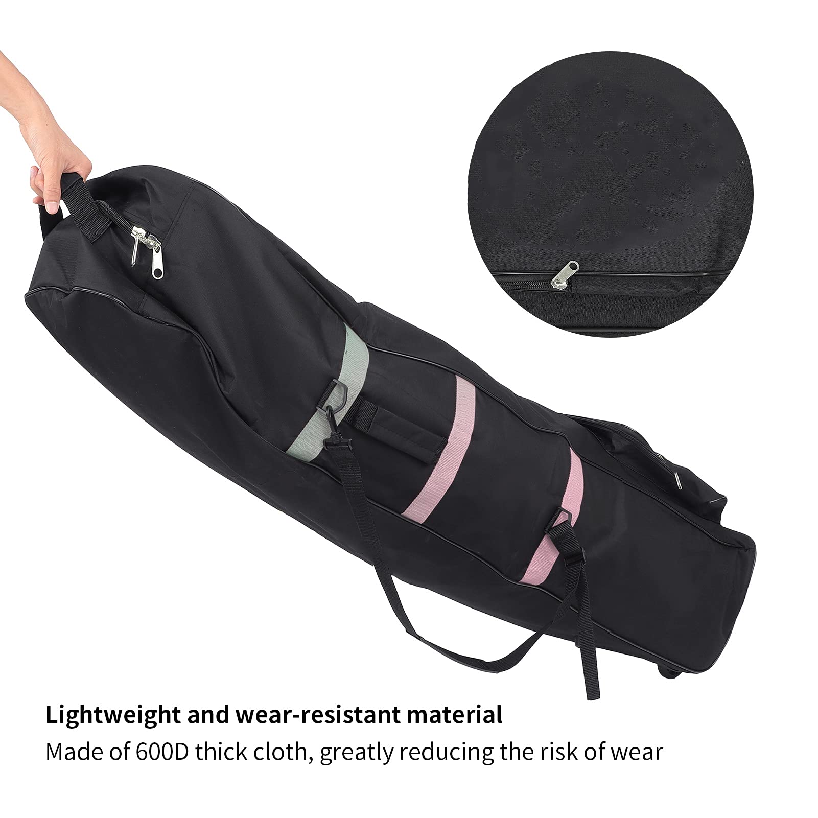 Sac de Voyage de Golf Pliable 600D Oxford avec Roulettes Rose