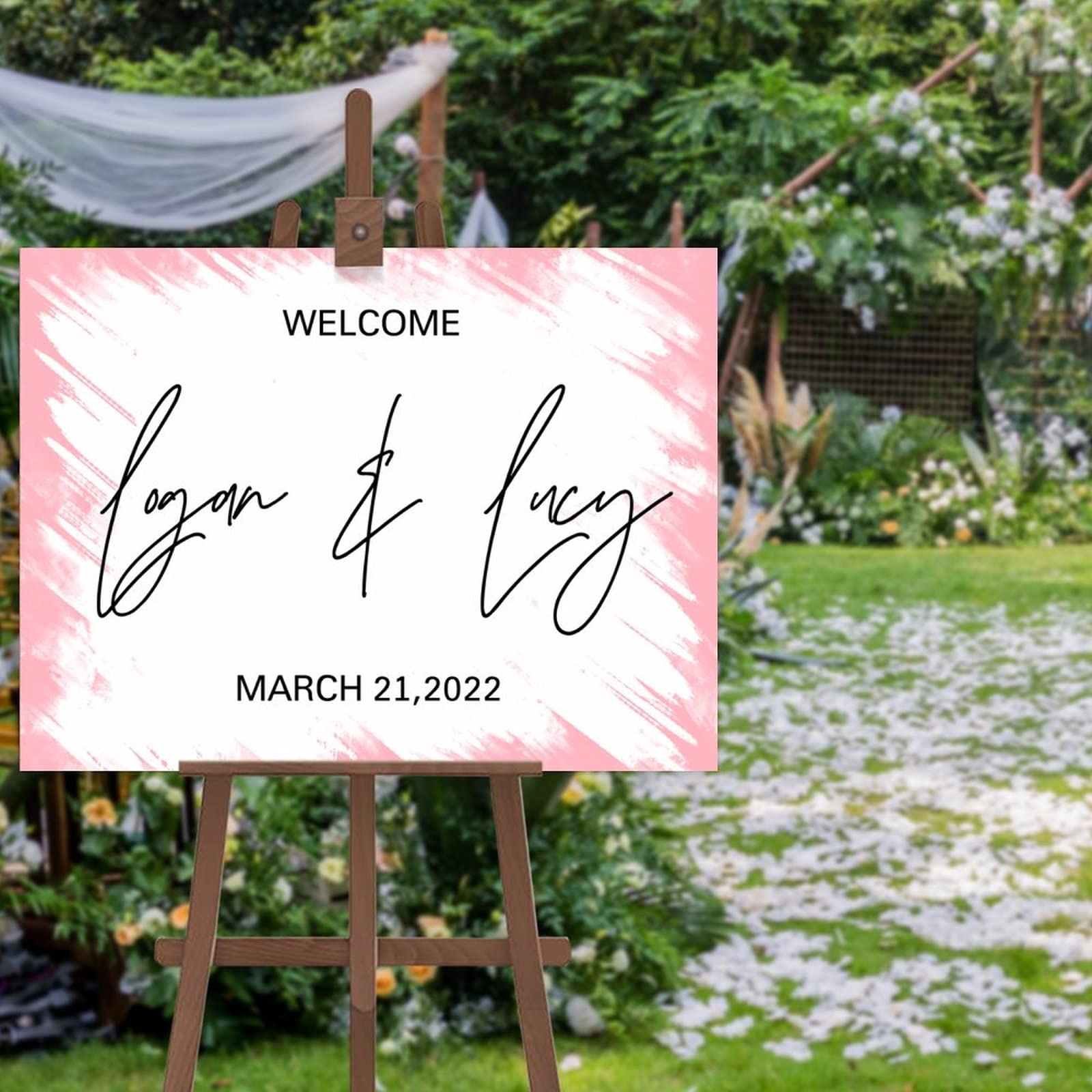 Panneau de bienvenue mariage personnalisé modèle moderne panneau de fête 30x45