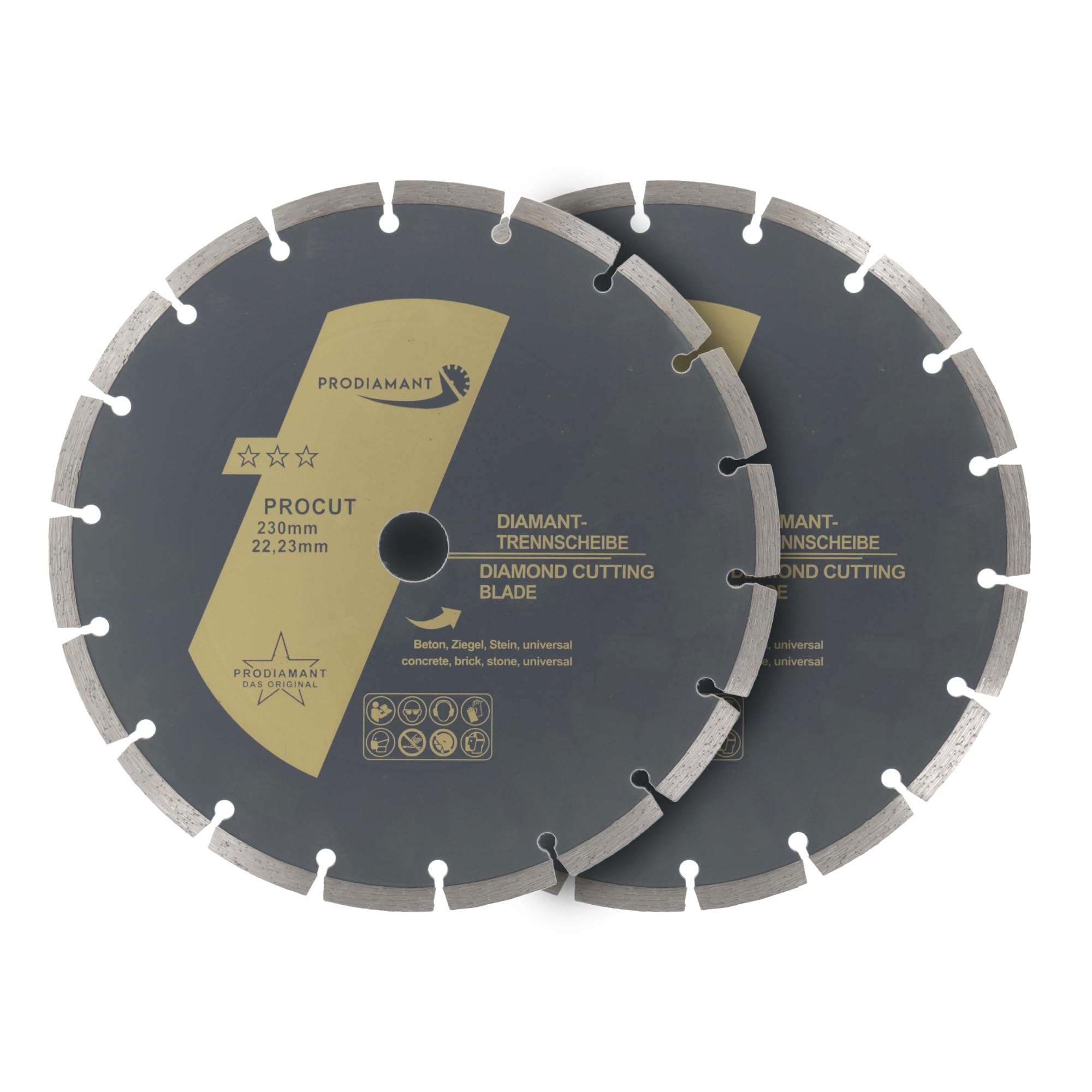 PRODIAMANT set of 2 universal diamond cutting disc 230mm 9inch x 22.2 mm concrete, stone, brick 9 inch diamond disc 7mm segment