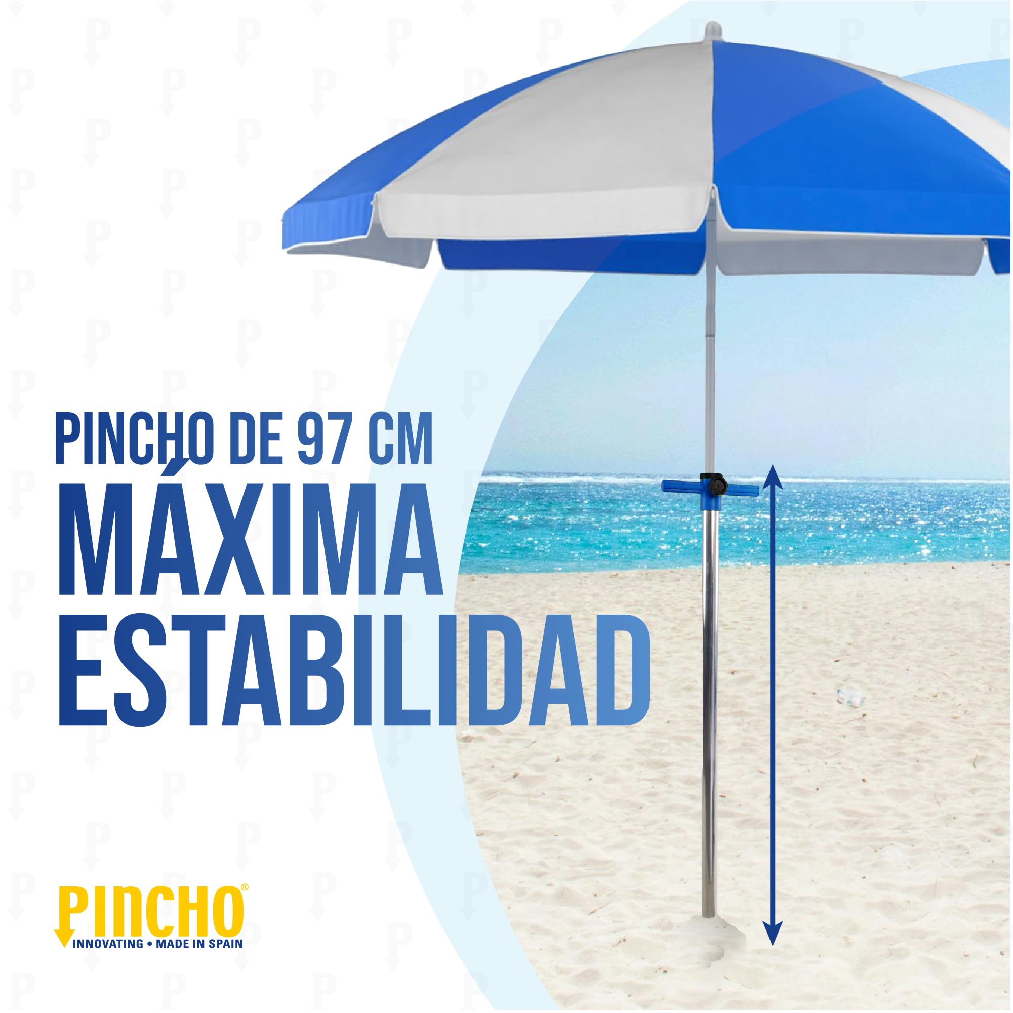 Pincho Supporto per ombrellone da spiaggia – Base parasole in alluminio resistente – Fissaggio sicuro per tubi da Ø25 mm – Supporto regolabile antivento – Made in Spagna