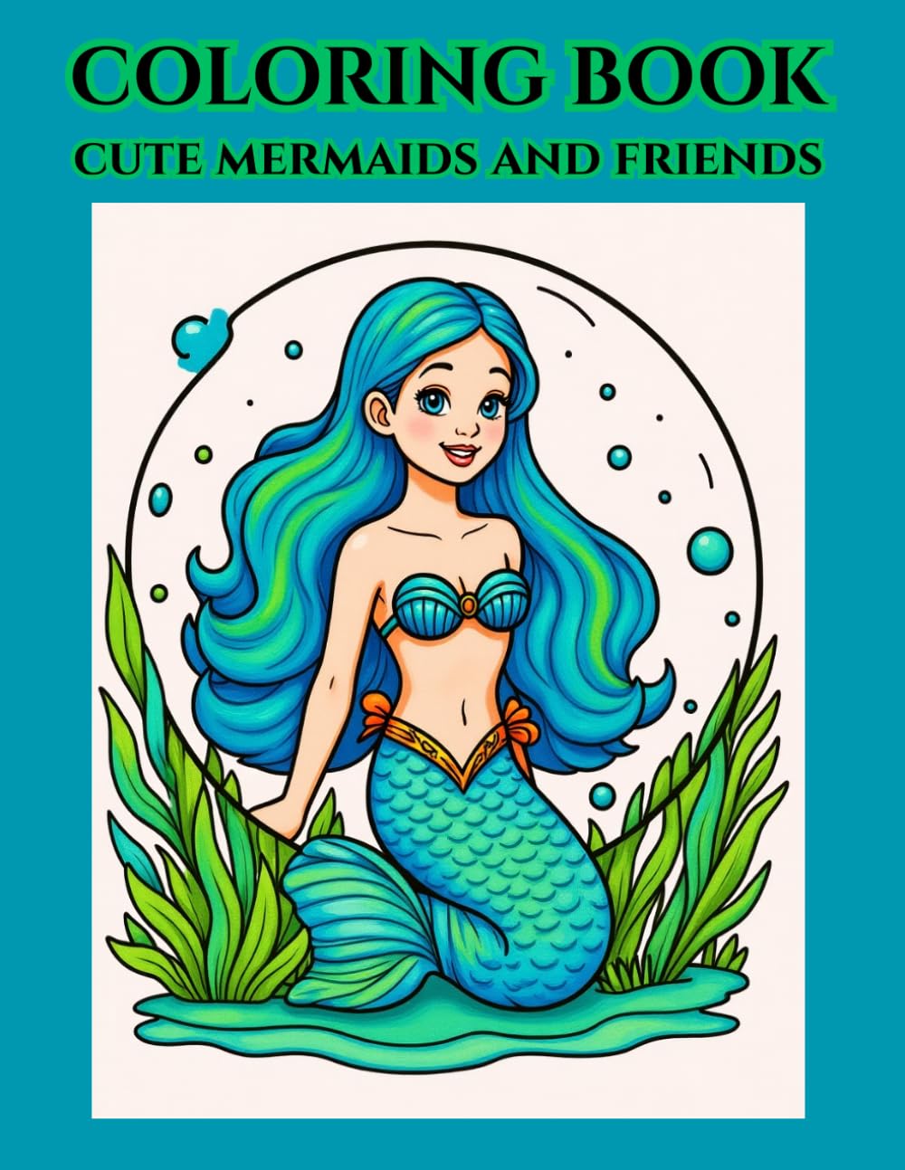 Mermaids In A Bubble: Cute whimsical Mermaids underwater coloring book for all ages