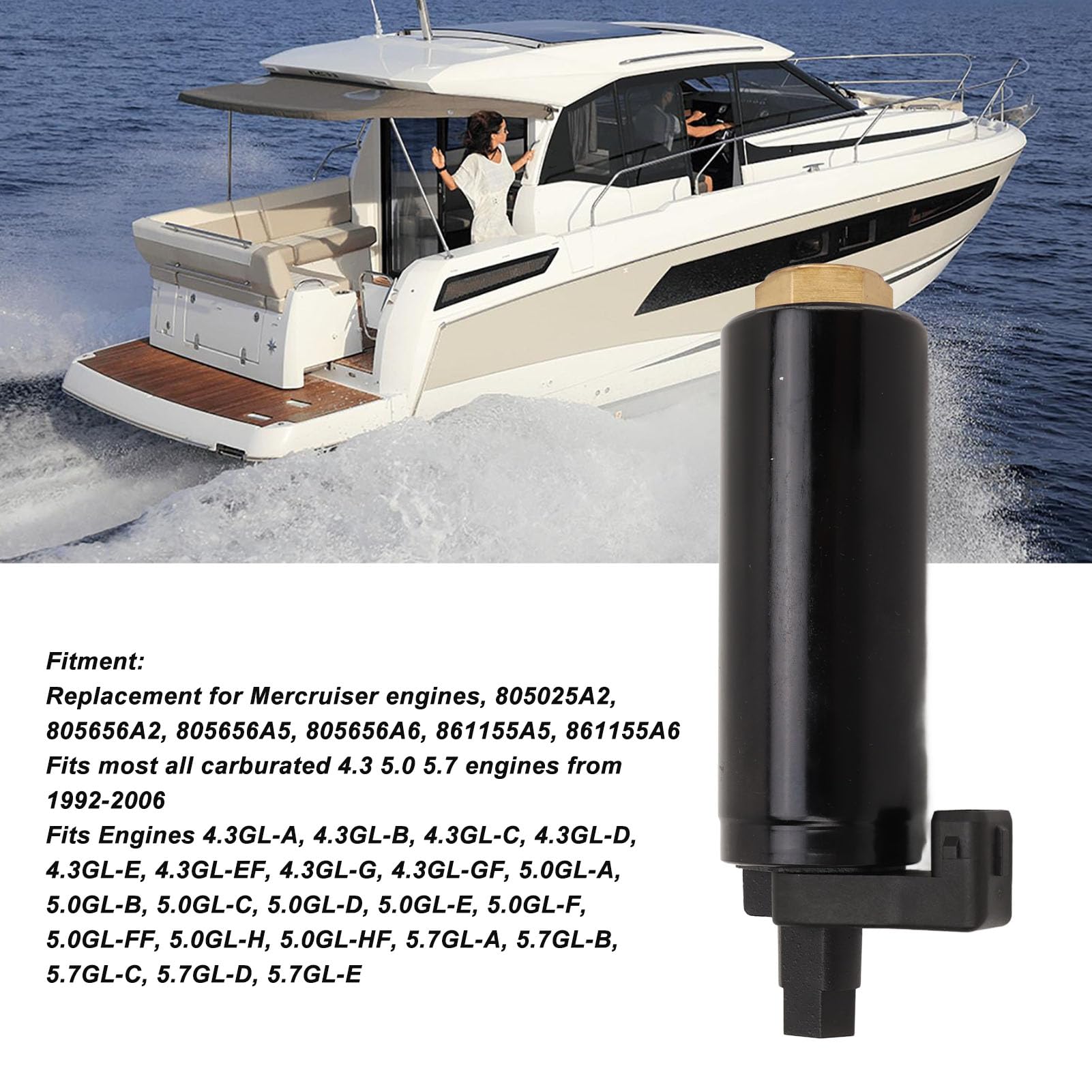 Bomba de Combustible Eléctrica de Baja Presión para Motor Sierra 4.3L 5.0L 5.7L Reemplazo para Motores Mercruiser Entrega de Combustible Precisa y Consistente