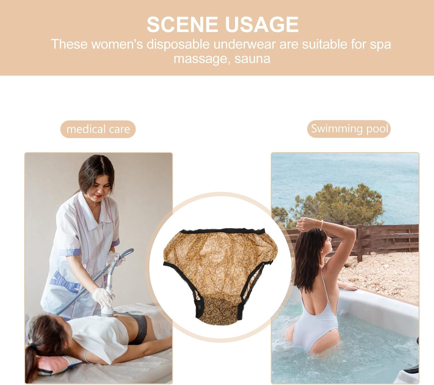10pcs Women Disposable Non-woven Breathable Underpants for Salon Use | Moisture Wicking, Compact Fit, Comfortable Brief Style, Non-woven Fabric, One-off Wear for Travel and Sauna